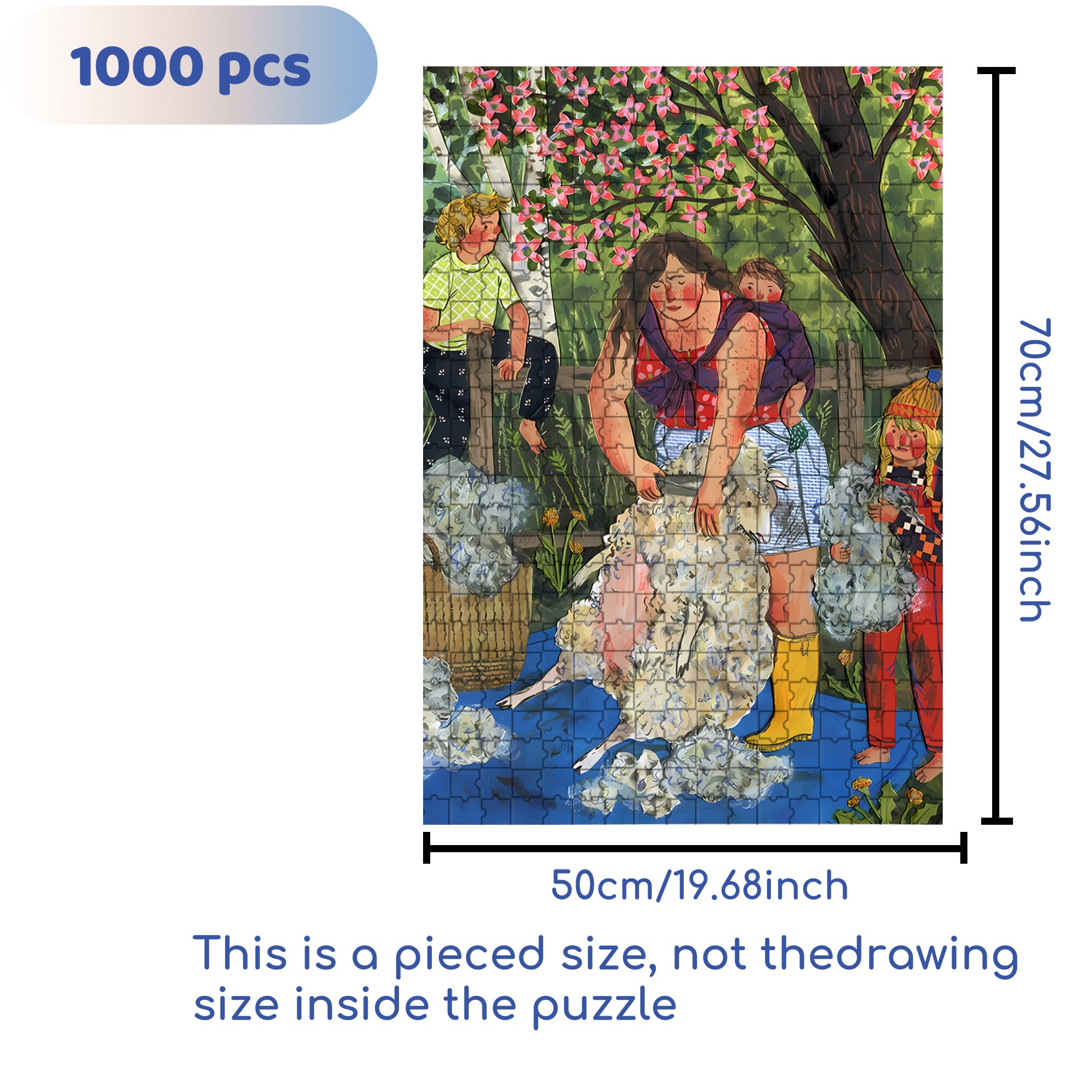 Sheep Shearing 500pcs/1000pcs Jigsaw Puzzle, Scratch-Resistant, Interactive Family Game & Brain-Boosting DIY Decor, Perfect for Halloween, Christmas & New Year Gifts, Family Puzzle Game
