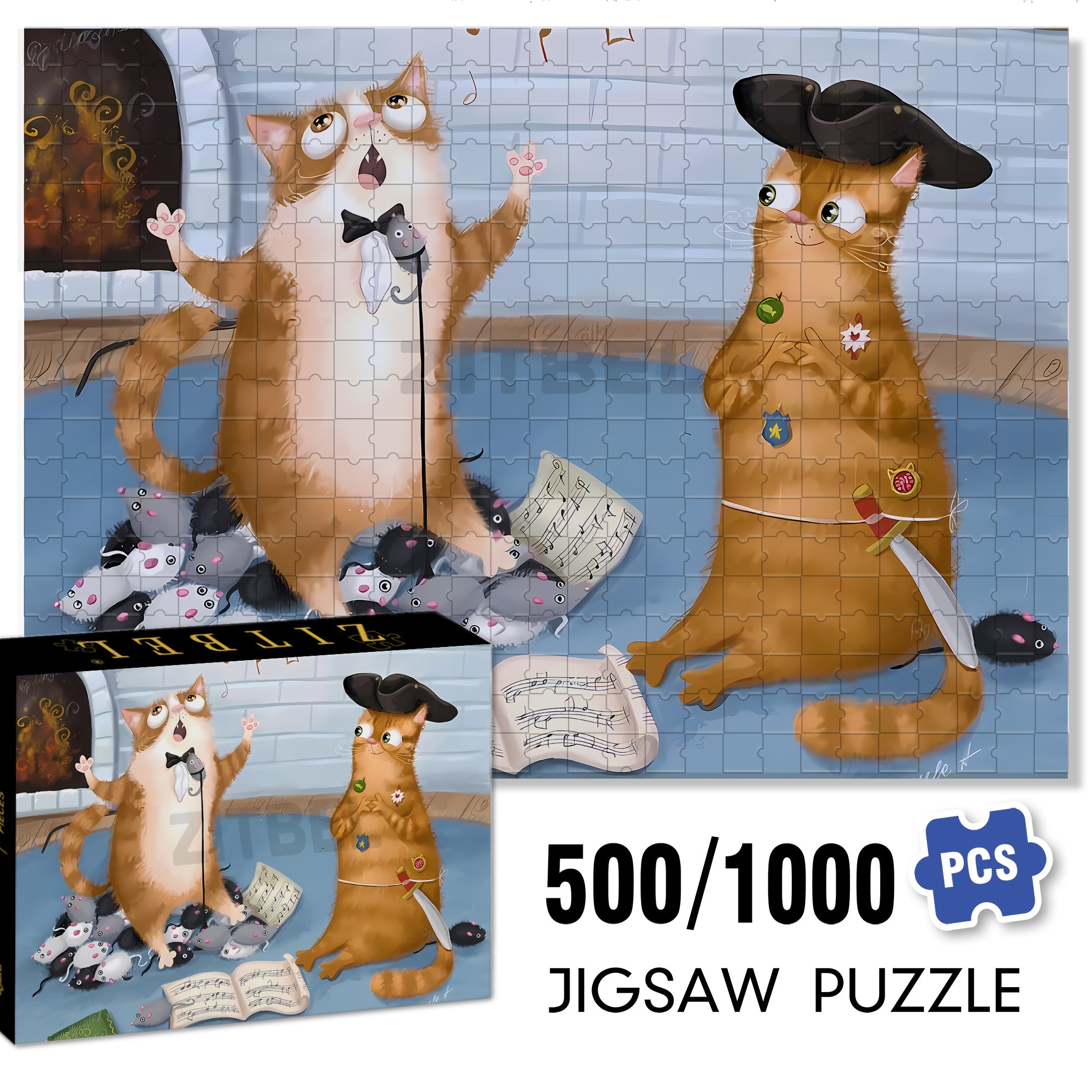 Singing 500pcs/1000pcs Jigsaw Puzzle, Scratch-Resistant, Interactive Family Game & Brain-Boosting DIY Decor, Perfect for Halloween, Christmas & New Year Gifts, Family Puzzle Game