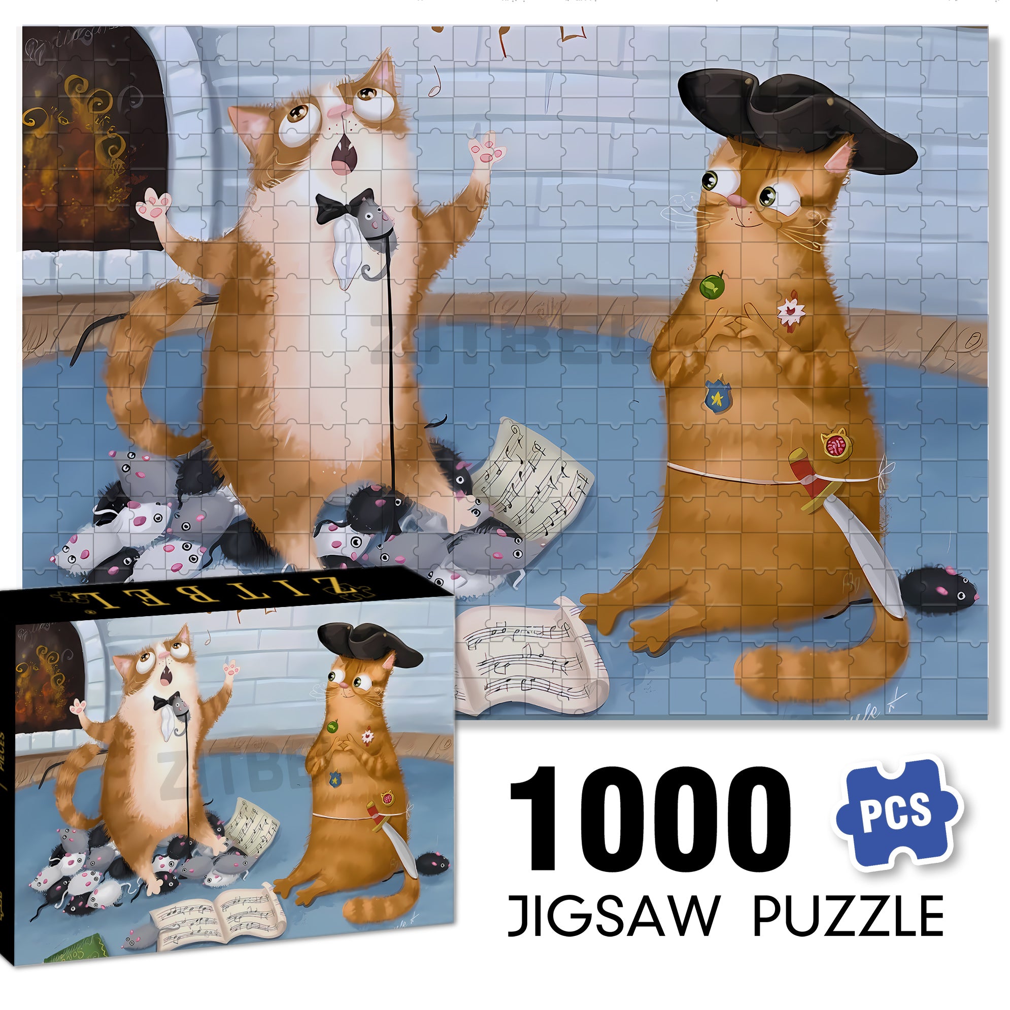 Singing 500pcs/1000pcs Jigsaw Puzzle, Scratch-Resistant, Interactive Family Game & Brain-Boosting DIY Decor, Perfect for Halloween, Christmas & New Year Gifts, Family Puzzle Game