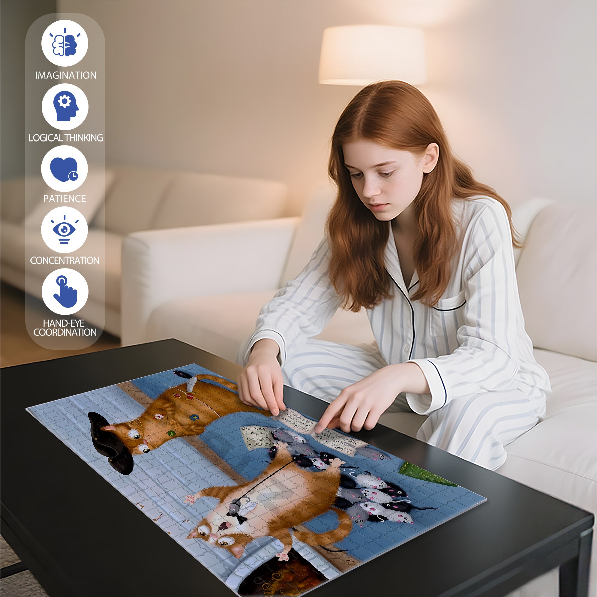 Singing 500pcs/1000pcs Jigsaw Puzzle, Scratch-Resistant, Interactive Family Game & Brain-Boosting DIY Decor, Perfect for Halloween, Christmas & New Year Gifts, Family Puzzle Game