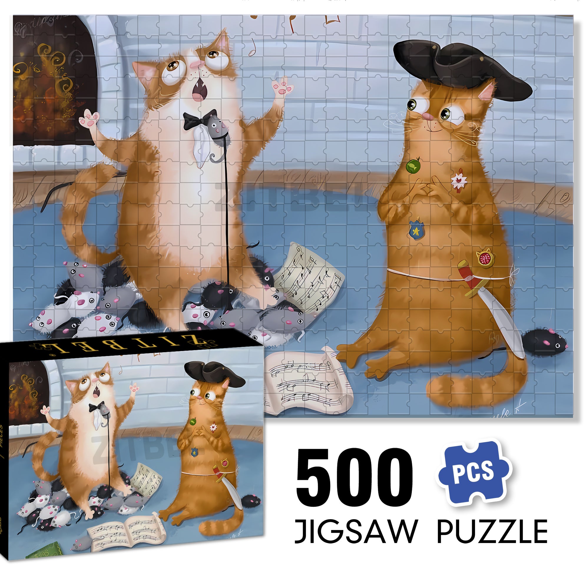 Singing 500pcs/1000pcs Jigsaw Puzzle, Scratch-Resistant, Interactive Family Game & Brain-Boosting DIY Decor, Perfect for Halloween, Christmas & New Year Gifts, Family Puzzle Game