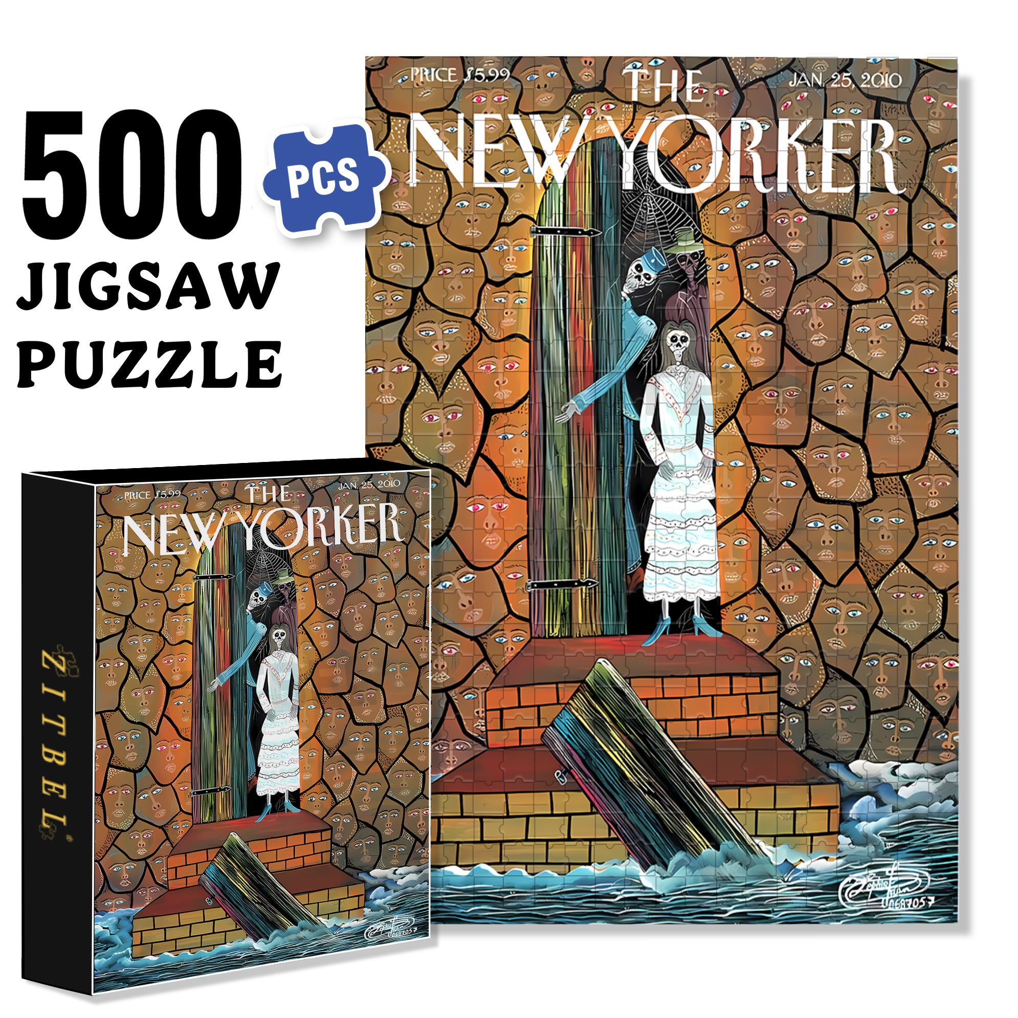Skeleton Man 500pcs/1000pcs Jigsaw Puzzle, Scratch-Resistant, Interactive Family Game & Brain-Boosting DIY Decor, Perfect for Halloween, Christmas & New Year Gifts, Family Puzzle Game