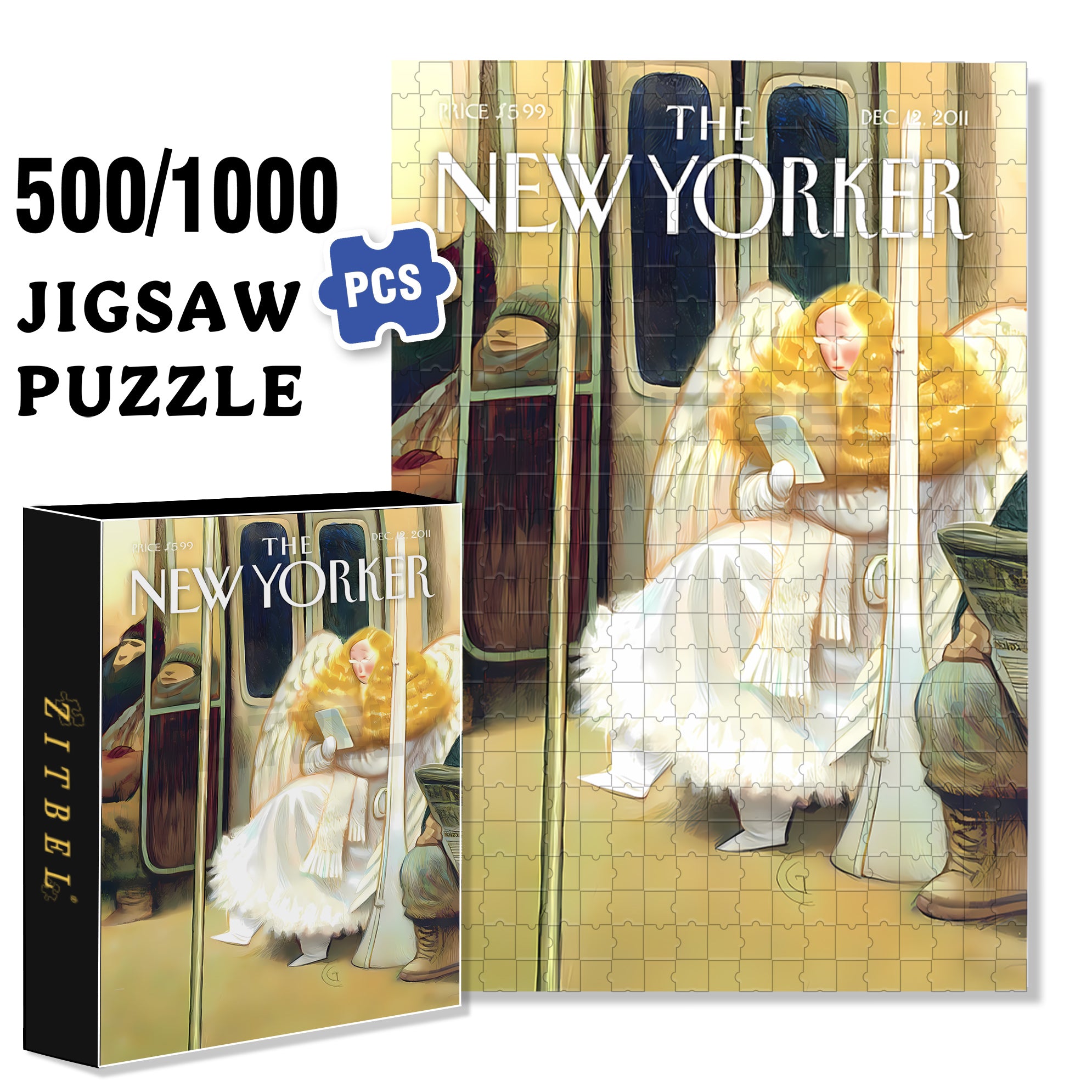 Subway Angel 500pcs/1000pcs Jigsaw Puzzle, Scratch-Resistant, Interactive Family Game & Brain-Boosting DIY Decor, Perfect for Halloween, Christmas & New Year Gifts, Family Puzzle Game