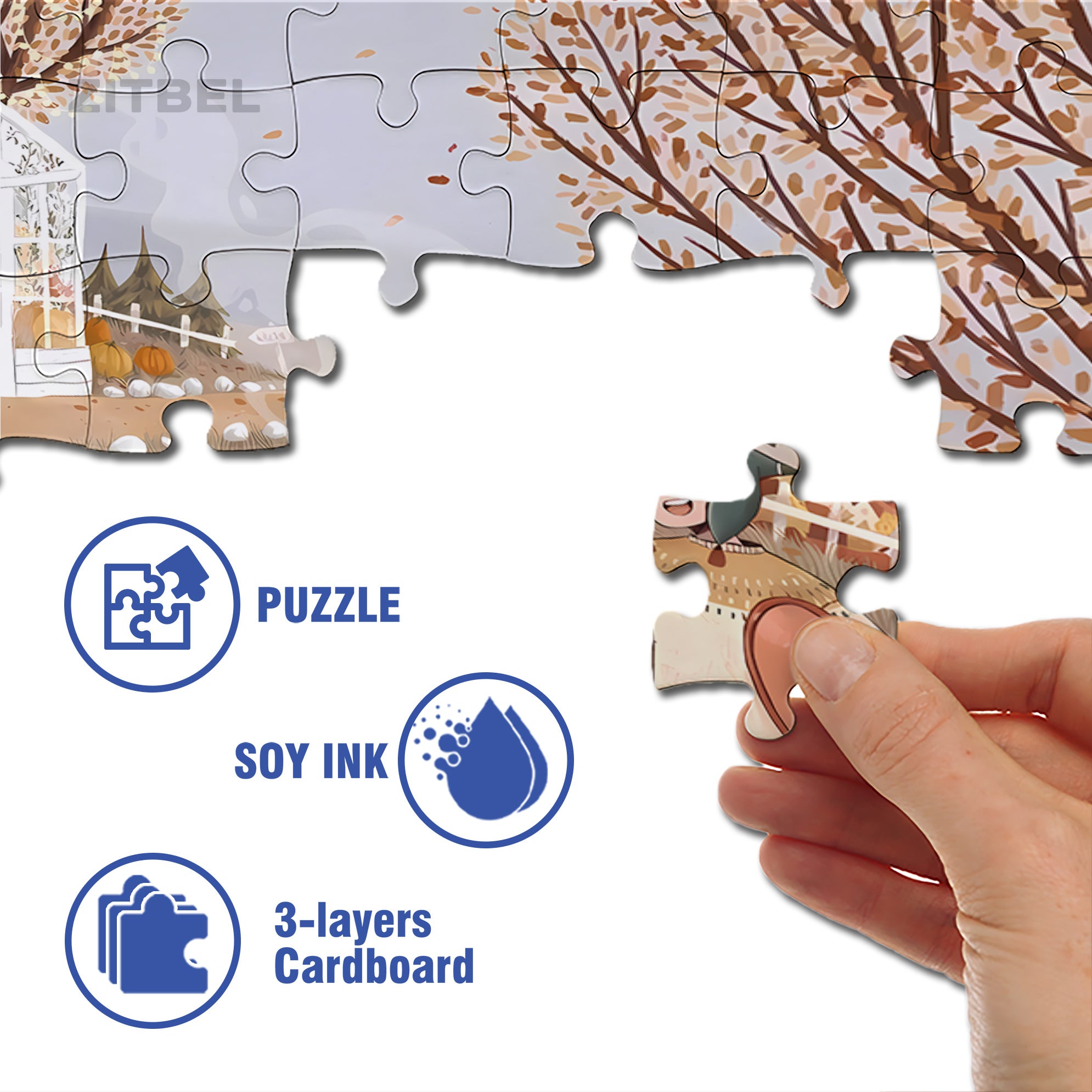 Thanksgiving picnic 500pcs/1000pcs Jigsaw Puzzle, Scratch-Resistant, Interactive Family Game & Brain-Boosting DIY Decor, Perfect for Halloween, Christmas & New Year Gifts, Family Puzzle Game