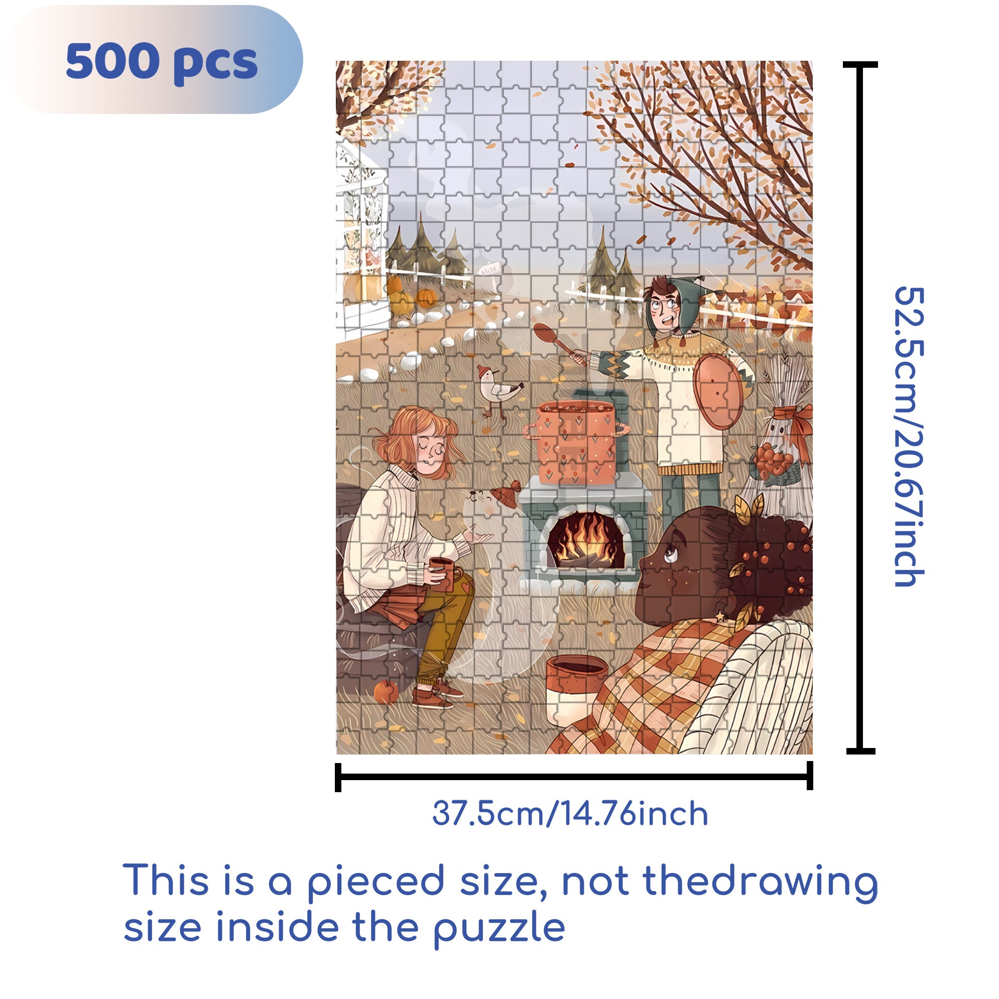 Thanksgiving picnic 500pcs/1000pcs Jigsaw Puzzle, Scratch-Resistant, Interactive Family Game & Brain-Boosting DIY Decor, Perfect for Halloween, Christmas & New Year Gifts, Family Puzzle Game