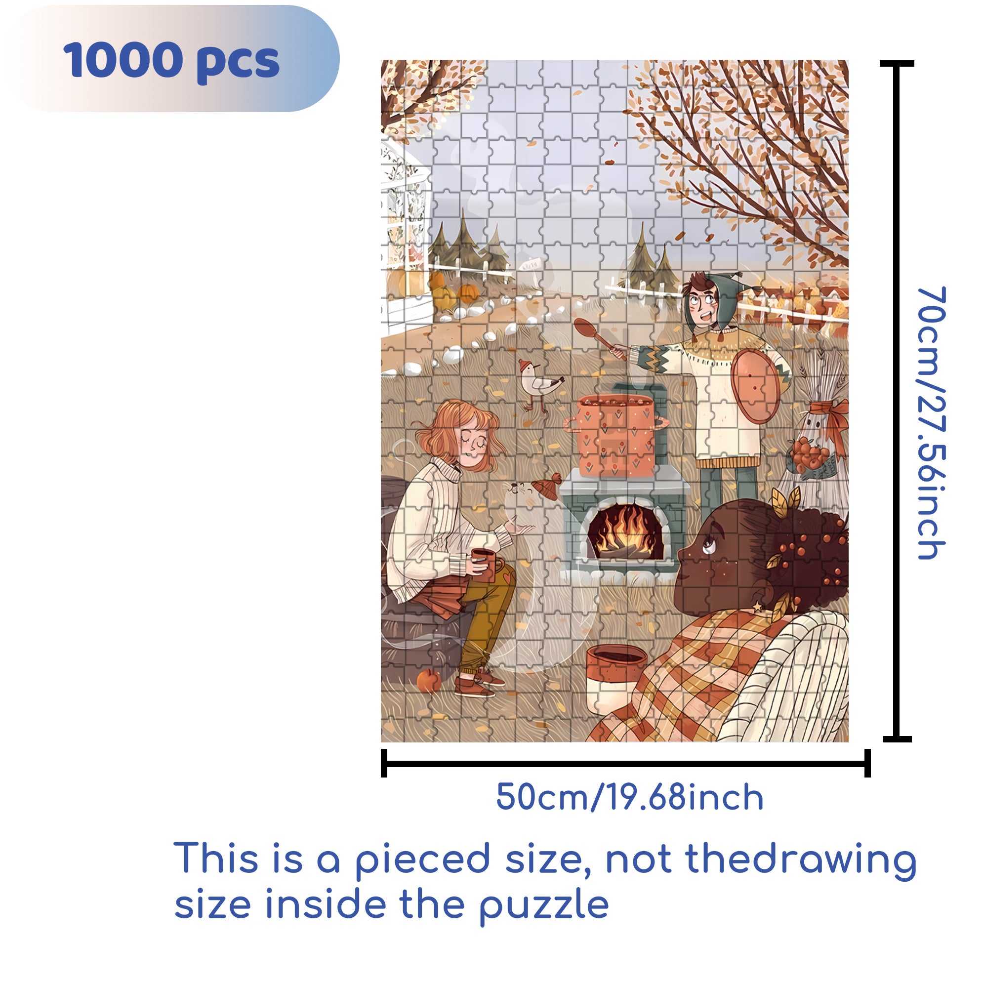 Thanksgiving picnic 500pcs/1000pcs Jigsaw Puzzle, Scratch-Resistant, Interactive Family Game & Brain-Boosting DIY Decor, Perfect for Halloween, Christmas & New Year Gifts, Family Puzzle Game