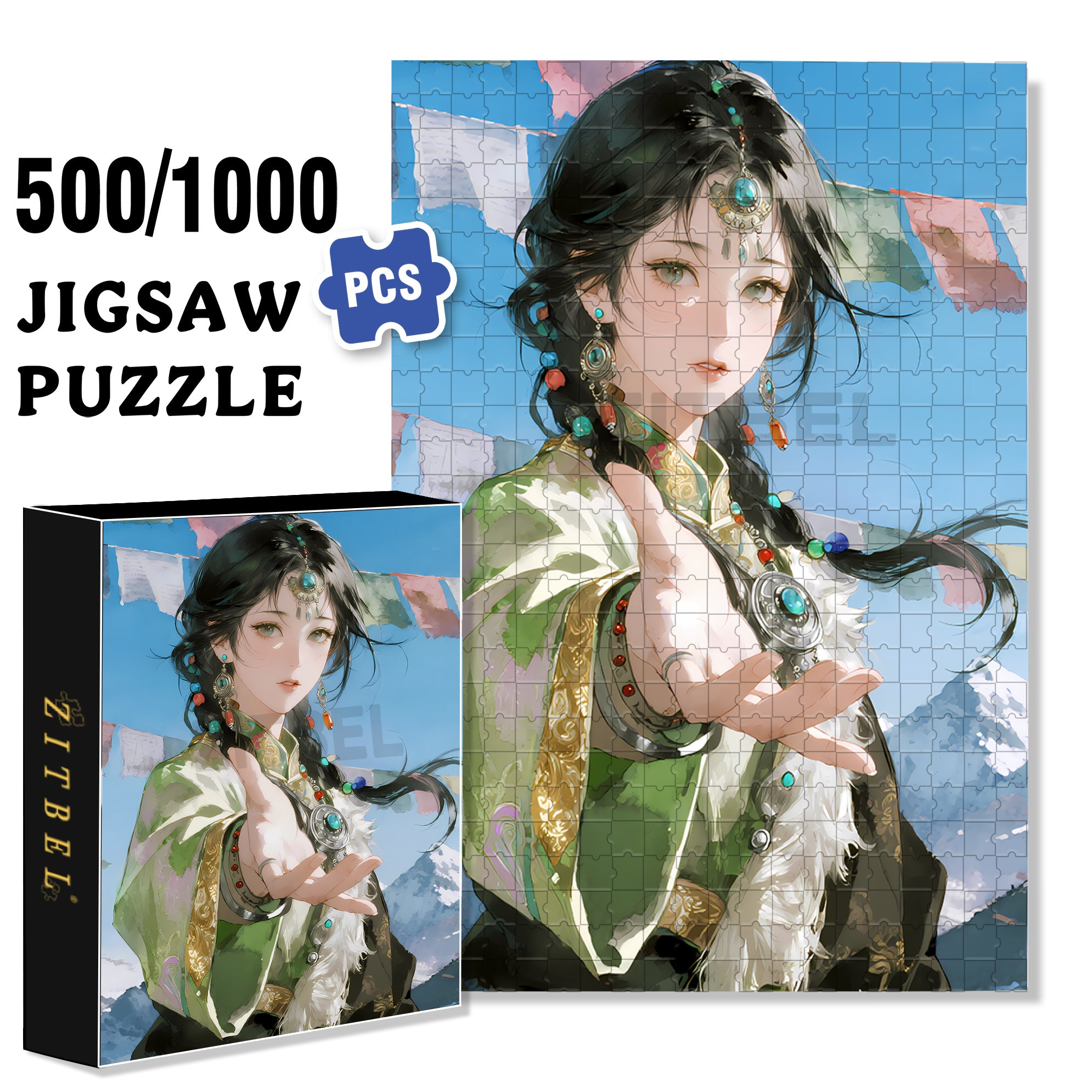 Tibetan Girl 500pcs/1000pcs Jigsaw Puzzle, Scratch-Resistant, Interactive Family Game & Brain-Boosting DIY Decor, Perfect for Halloween, Christmas & New Year Gifts, Family Puzzle Game