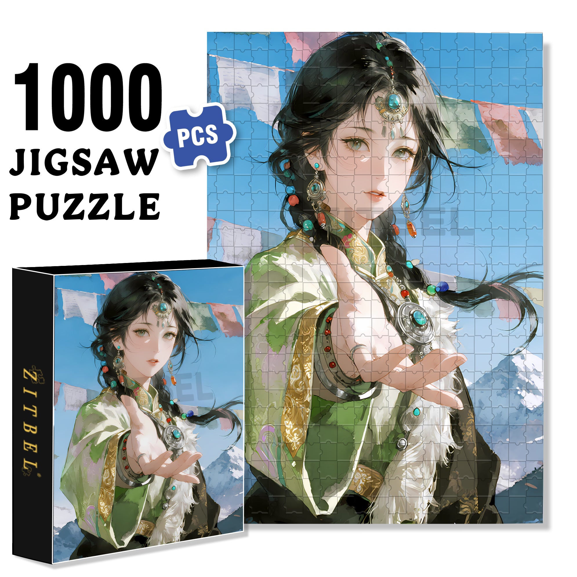 Tibetan Girl 500pcs/1000pcs Jigsaw Puzzle, Scratch-Resistant, Interactive Family Game & Brain-Boosting DIY Decor, Perfect for Halloween, Christmas & New Year Gifts, Family Puzzle Game