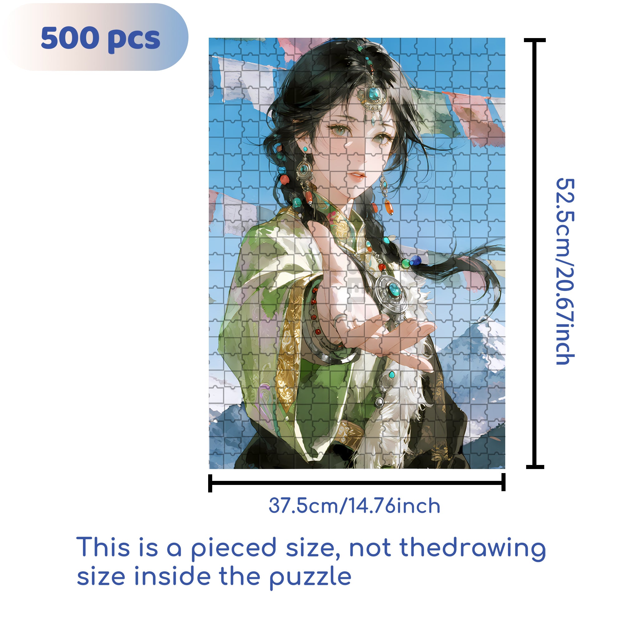 Tibetan Girl 500pcs/1000pcs Jigsaw Puzzle, Scratch-Resistant, Interactive Family Game & Brain-Boosting DIY Decor, Perfect for Halloween, Christmas & New Year Gifts, Family Puzzle Game