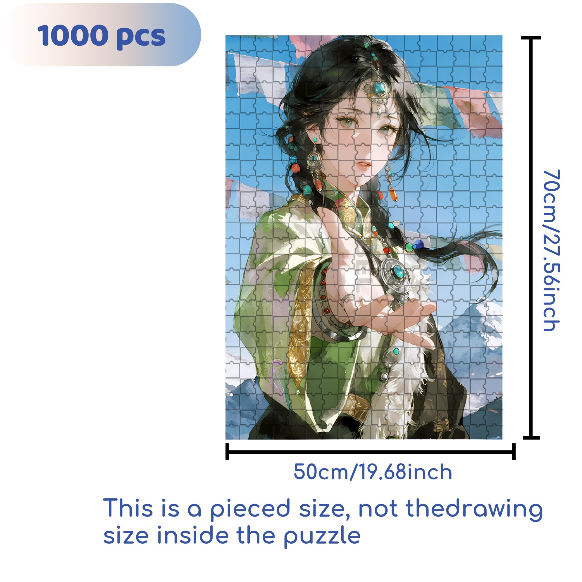Tibetan Girl 500pcs/1000pcs Jigsaw Puzzle, Scratch-Resistant, Interactive Family Game & Brain-Boosting DIY Decor, Perfect for Halloween, Christmas & New Year Gifts, Family Puzzle Game