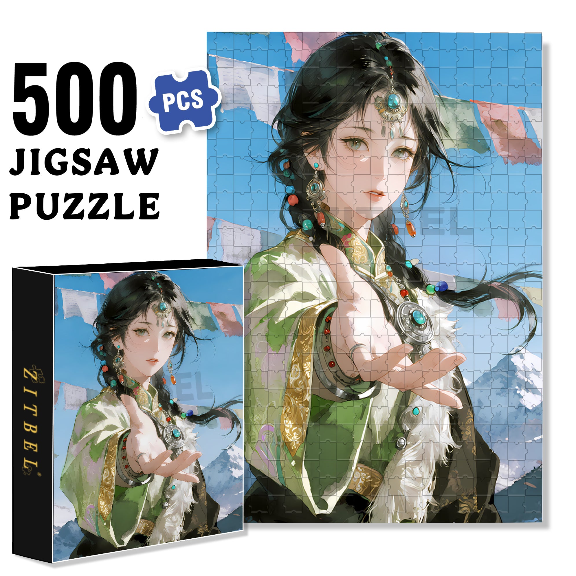 Tibetan Girl 500pcs/1000pcs Jigsaw Puzzle, Scratch-Resistant, Interactive Family Game & Brain-Boosting DIY Decor, Perfect for Halloween, Christmas & New Year Gifts, Family Puzzle Game