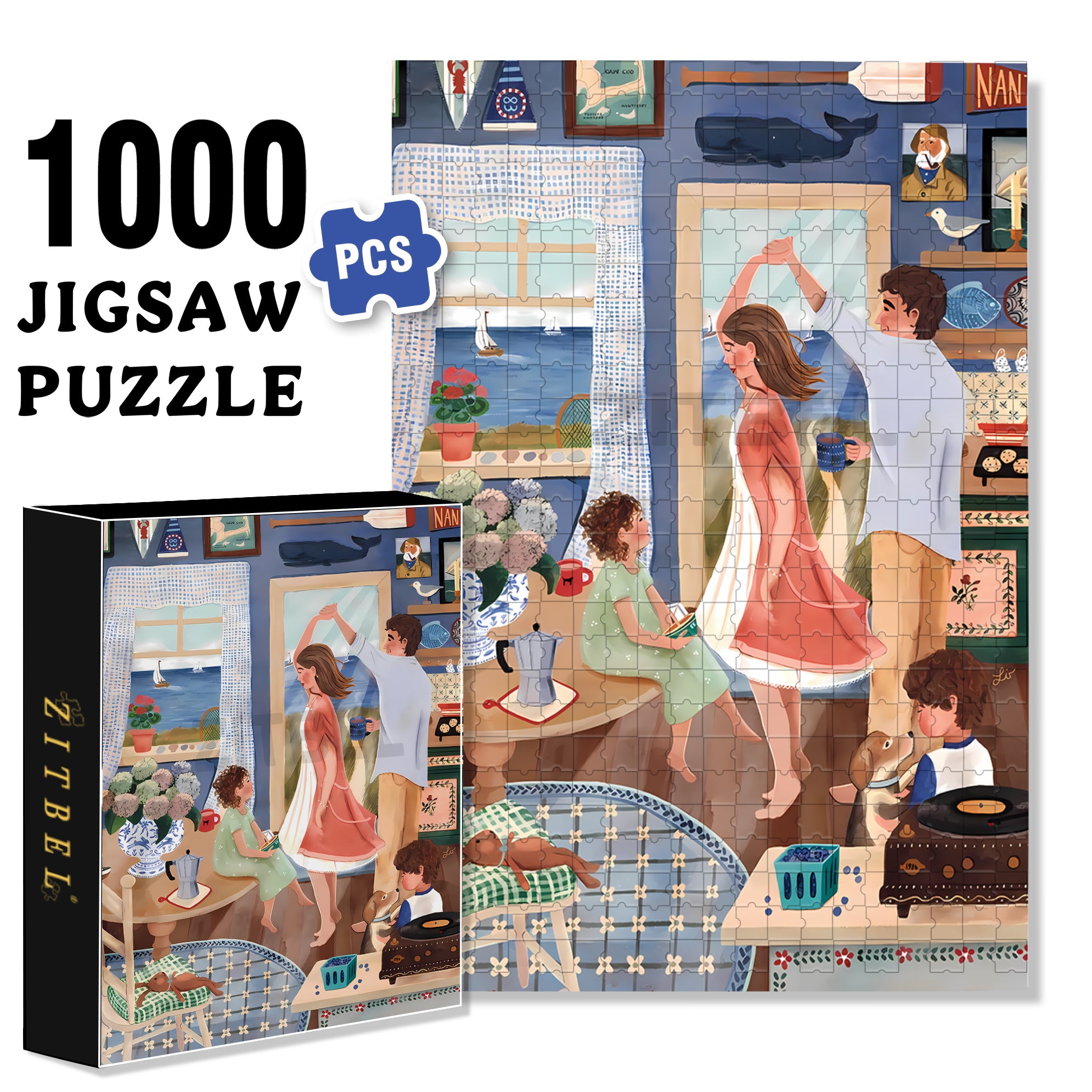 Turn Around 500pcs/1000pcs Jigsaw Puzzle, Scratch-Resistant, Interactive Family Game & Brain-Boosting DIY Decor, Perfect for Halloween, Christmas & New Year Gifts, Family Puzzle Game