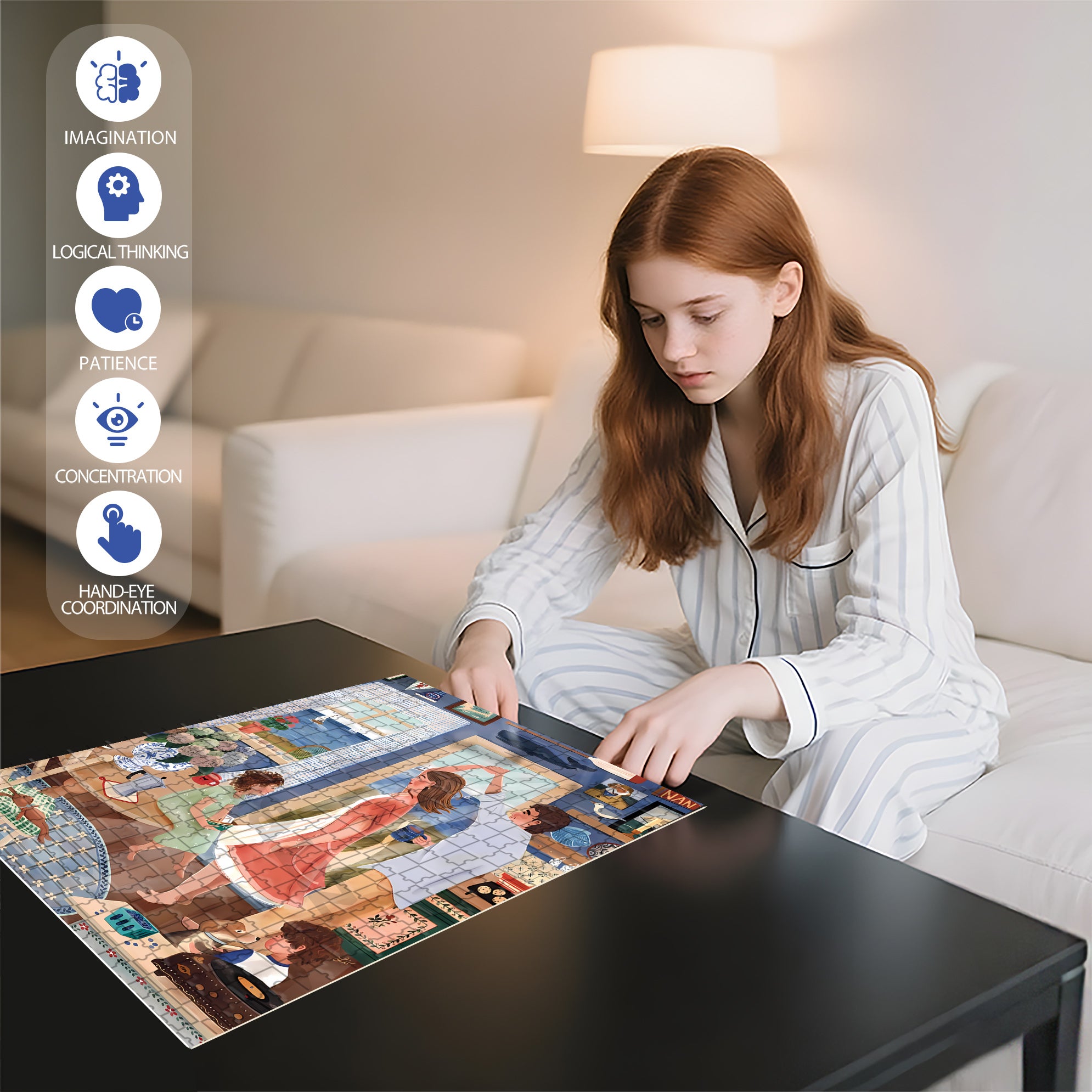 Turn Around 500pcs/1000pcs Jigsaw Puzzle, Scratch-Resistant, Interactive Family Game & Brain-Boosting DIY Decor, Perfect for Halloween, Christmas & New Year Gifts, Family Puzzle Game
