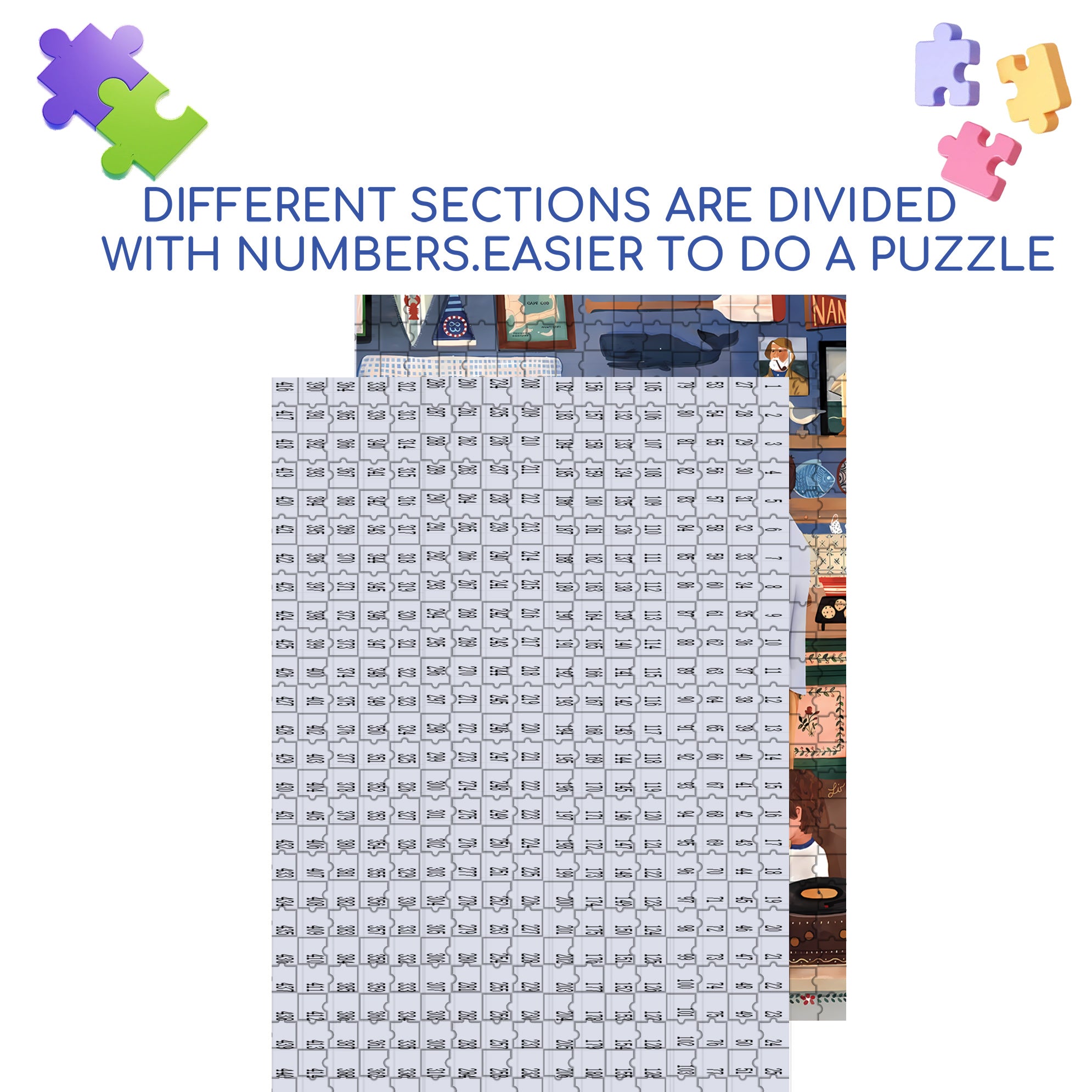 Turn Around 500pcs/1000pcs Jigsaw Puzzle, Scratch-Resistant, Interactive Family Game & Brain-Boosting DIY Decor, Perfect for Halloween, Christmas & New Year Gifts, Family Puzzle Game