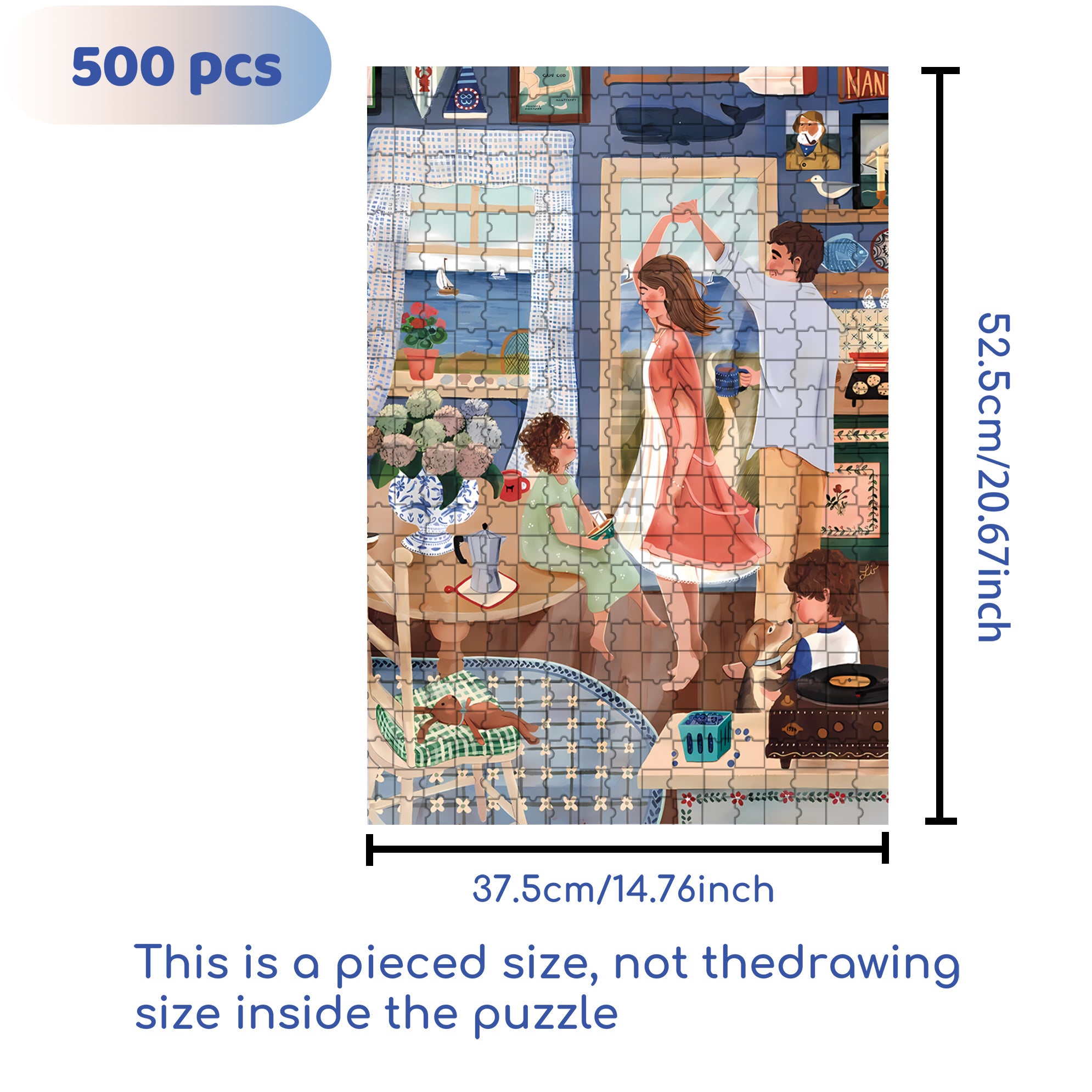 Turn Around 500pcs/1000pcs Jigsaw Puzzle, Scratch-Resistant, Interactive Family Game & Brain-Boosting DIY Decor, Perfect for Halloween, Christmas & New Year Gifts, Family Puzzle Game