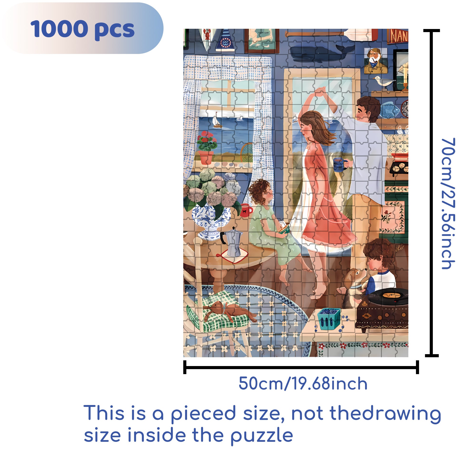 Turn Around 500pcs/1000pcs Jigsaw Puzzle, Scratch-Resistant, Interactive Family Game & Brain-Boosting DIY Decor, Perfect for Halloween, Christmas & New Year Gifts, Family Puzzle Game