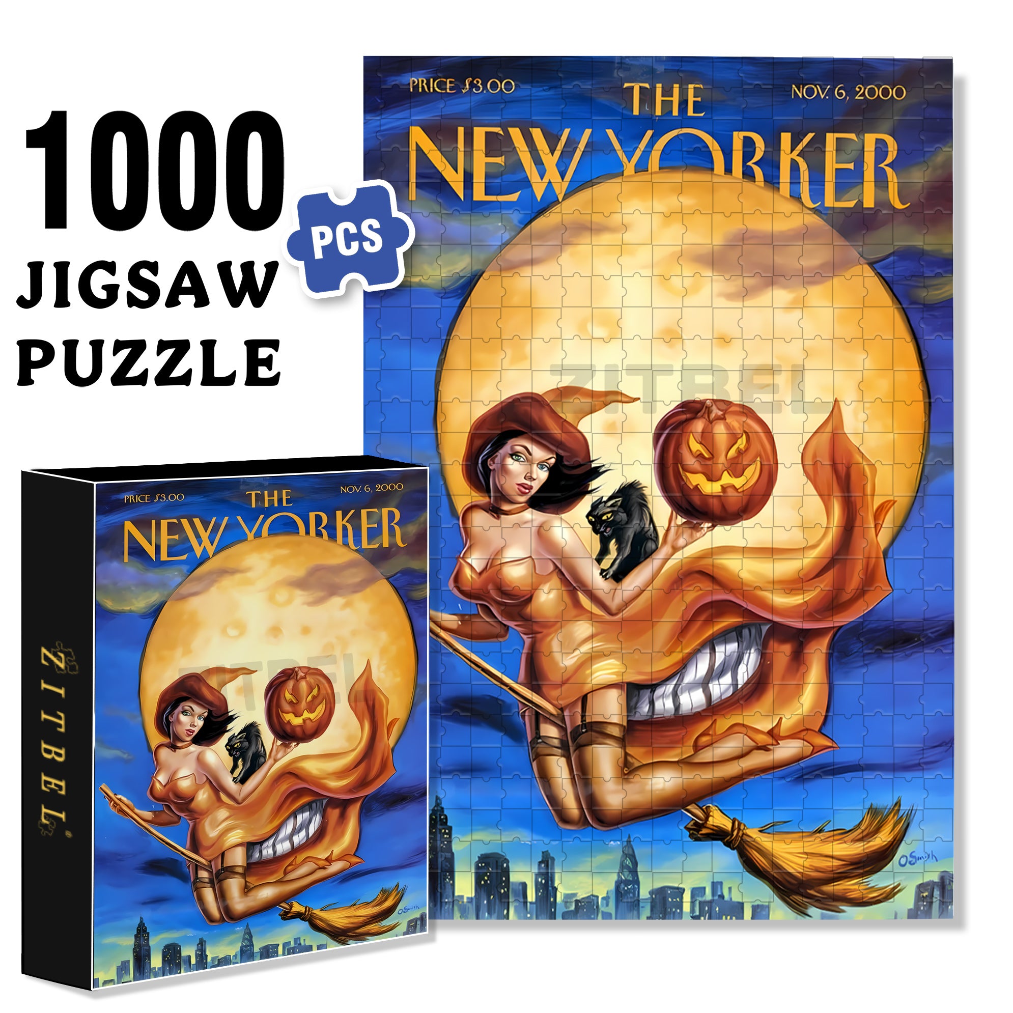 Vintage Halloween 500pcs/1000pcs Jigsaw Puzzle, Scratch-Resistant, Interactive Family Game & Brain-Boosting DIY Decor, Perfect for Halloween, Christmas & New Year Gifts, Family Puzzle Game