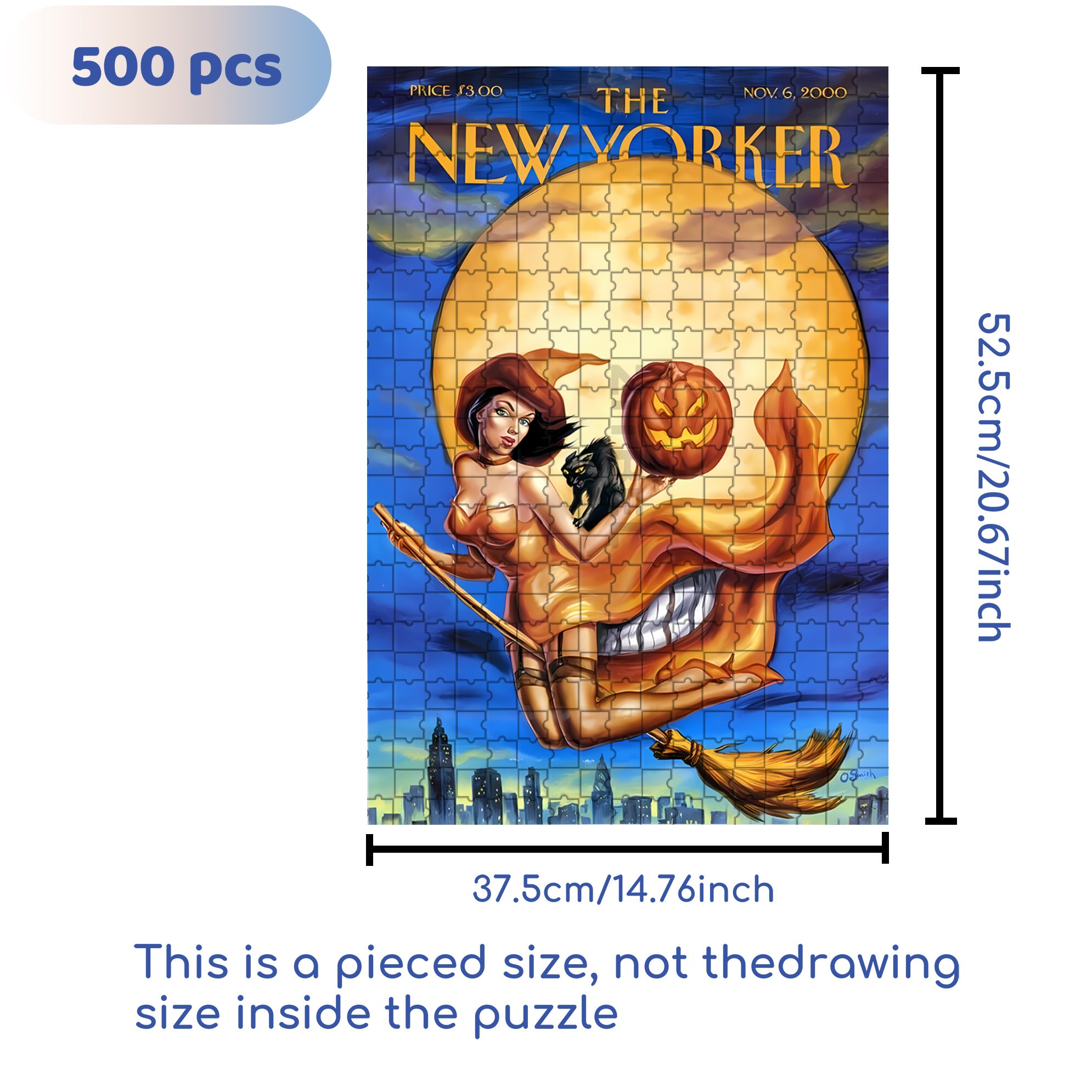 Vintage Halloween 500pcs/1000pcs Jigsaw Puzzle, Scratch-Resistant, Interactive Family Game & Brain-Boosting DIY Decor, Perfect for Halloween, Christmas & New Year Gifts, Family Puzzle Game