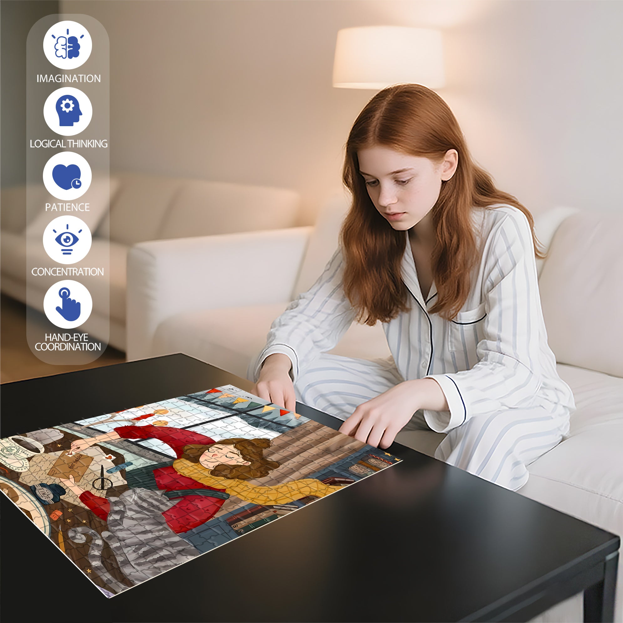 Affix Stamps 500pcs/1000pcs Jigsaw Puzzle, Scratch-Resistant, Interactive Family Game & Brain-Boosting DIY Decor, Perfect for Halloween, Christmas & New Year Gifts, Family Puzzle Game