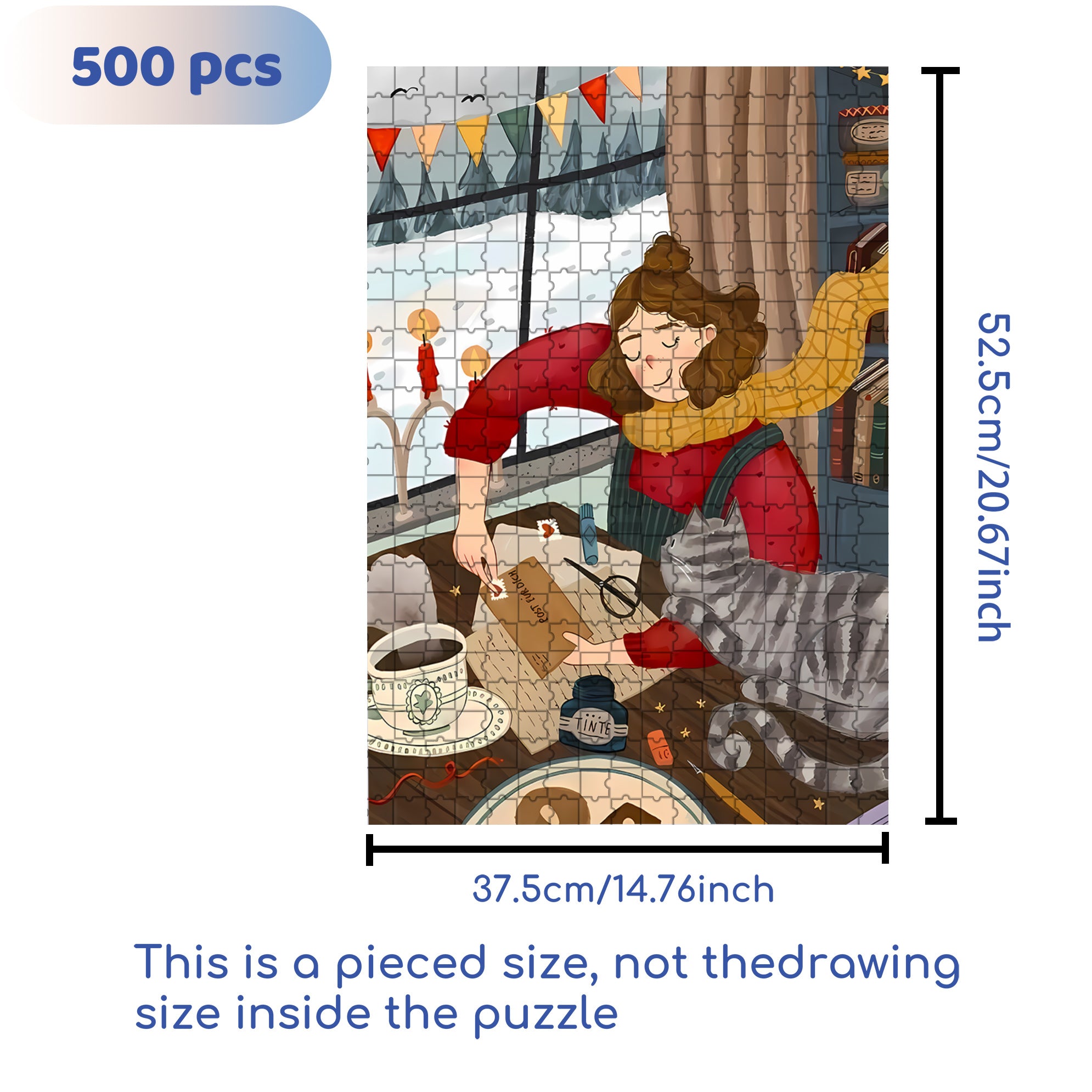 Affix Stamps 500pcs/1000pcs Jigsaw Puzzle, Scratch-Resistant, Interactive Family Game & Brain-Boosting DIY Decor, Perfect for Halloween, Christmas & New Year Gifts, Family Puzzle Game