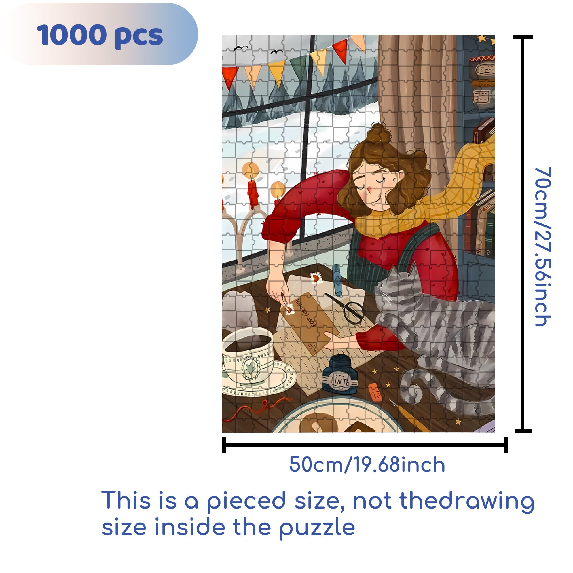 Affix Stamps 500pcs/1000pcs Jigsaw Puzzle, Scratch-Resistant, Interactive Family Game & Brain-Boosting DIY Decor, Perfect for Halloween, Christmas & New Year Gifts, Family Puzzle Game