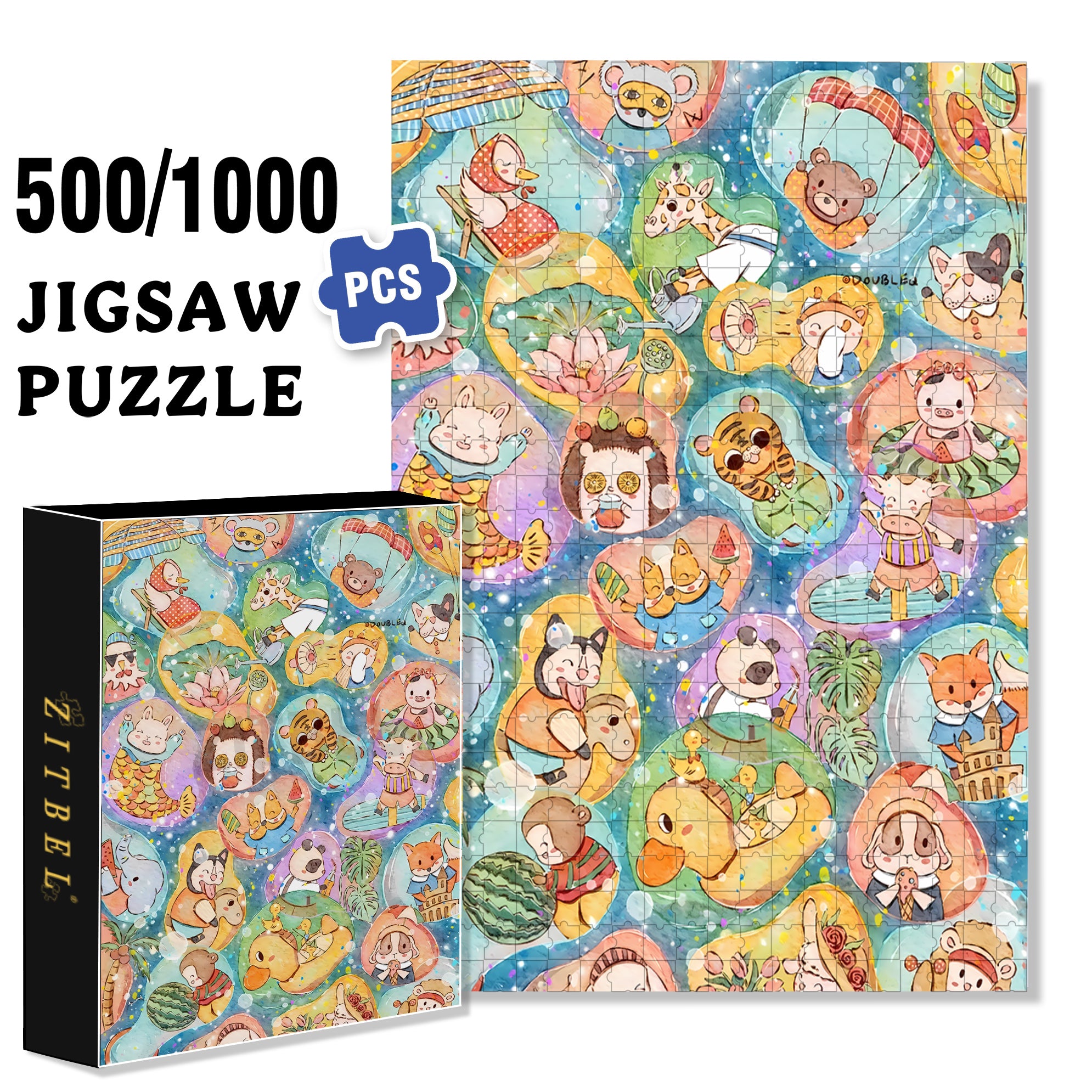 Animal Elements 500pcs/1000pcs Jigsaw Puzzle, Scratch-Resistant, Interactive Family Game & Brain-Boosting DIY Decor, Perfect for Halloween, Christmas & New Year Gifts, Family Puzzle Game