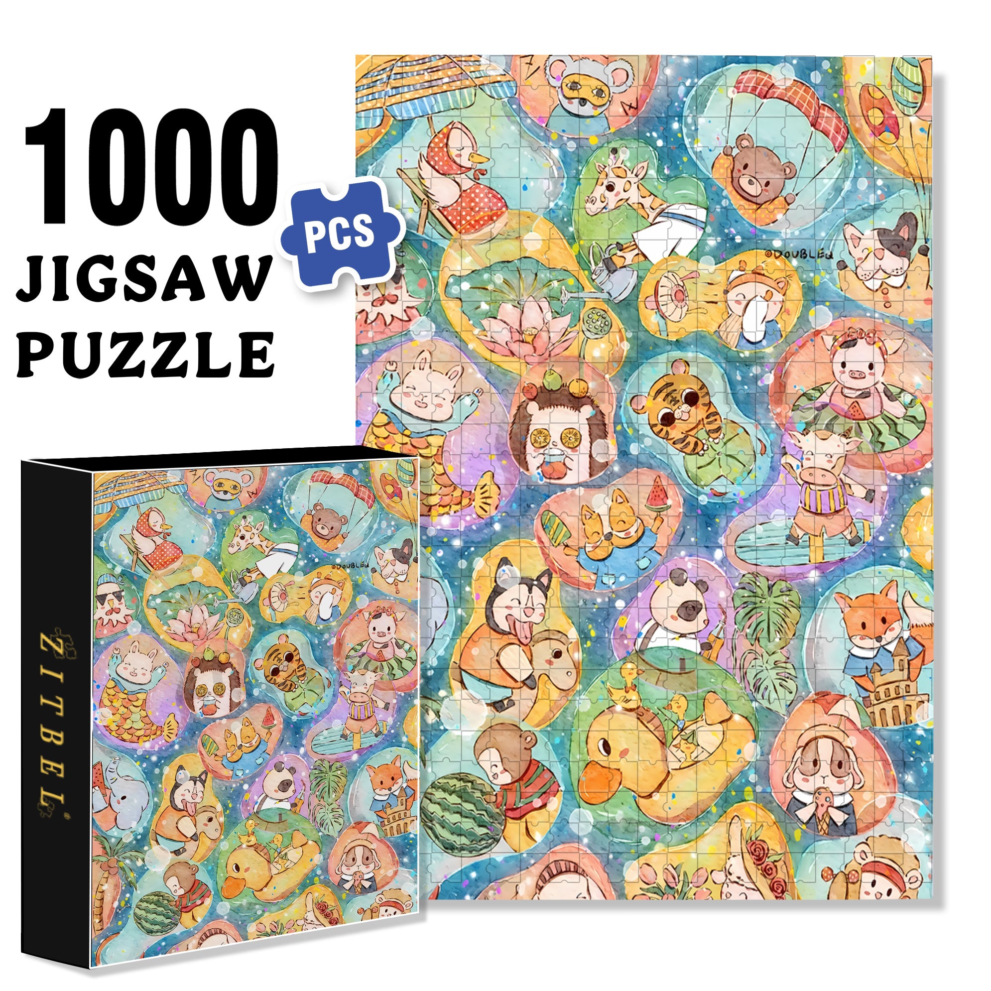 Animal Elements 500pcs/1000pcs Jigsaw Puzzle, Scratch-Resistant, Interactive Family Game & Brain-Boosting DIY Decor, Perfect for Halloween, Christmas & New Year Gifts, Family Puzzle Game