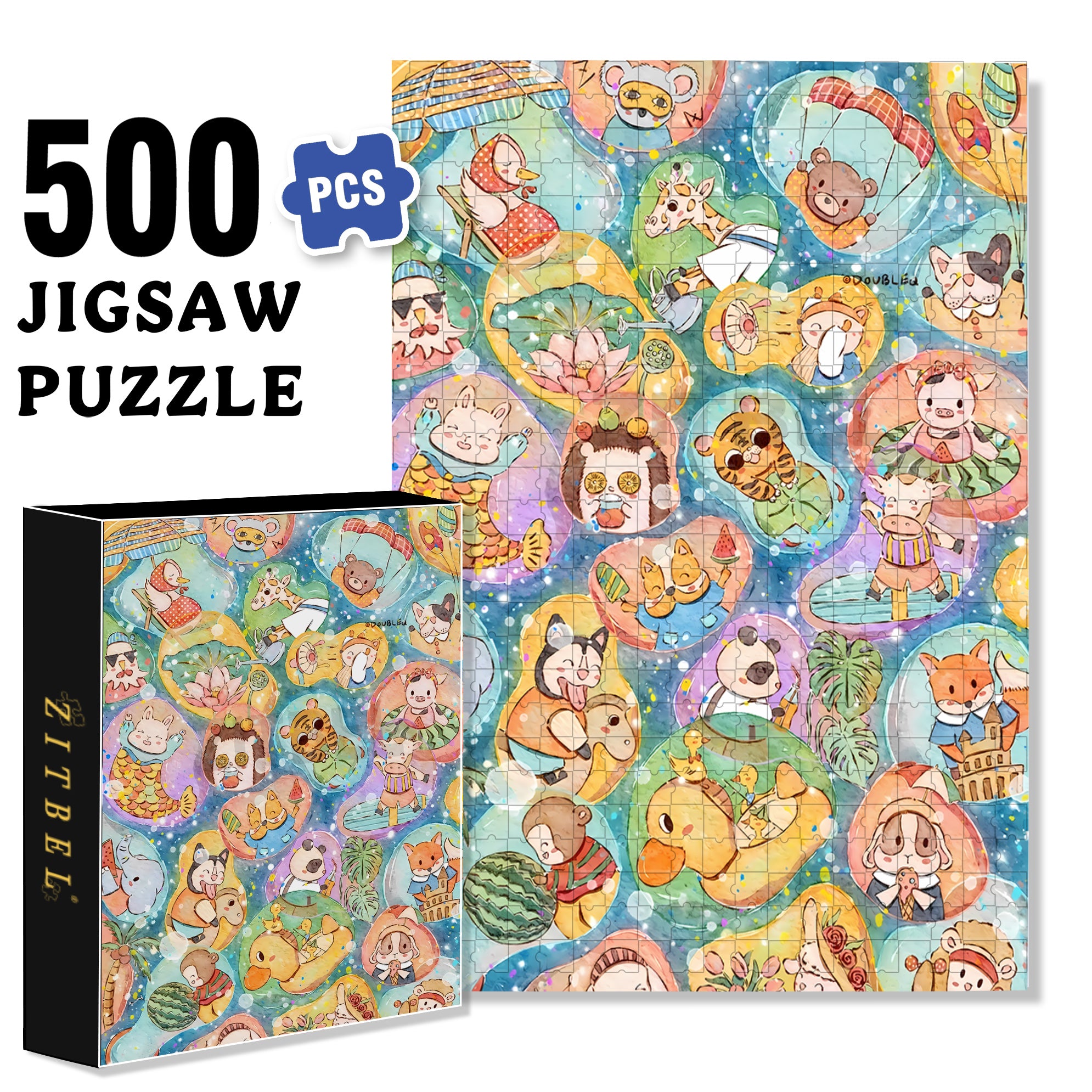 Animal Elements 500pcs/1000pcs Jigsaw Puzzle, Scratch-Resistant, Interactive Family Game & Brain-Boosting DIY Decor, Perfect for Halloween, Christmas & New Year Gifts, Family Puzzle Game