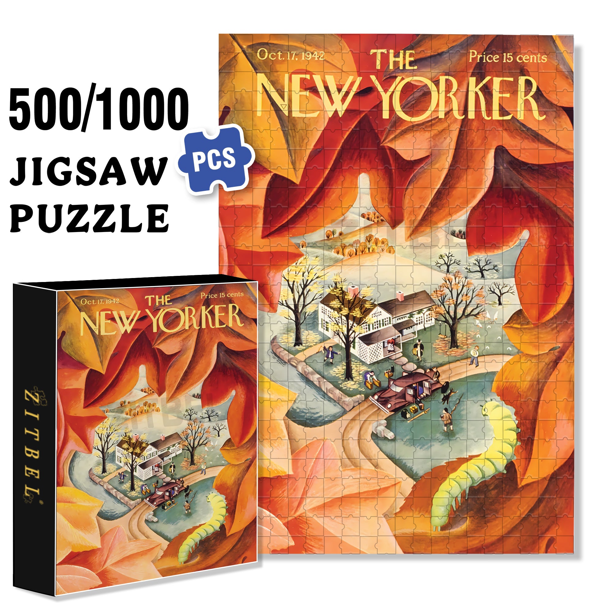 Autumn View 500pcs/1000pcs Jigsaw Puzzle, Scratch-Resistant, Interactive Family Game & Brain-Boosting DIY Decor, Perfect for Halloween, Christmas & New Year Gifts, Family Puzzle Game