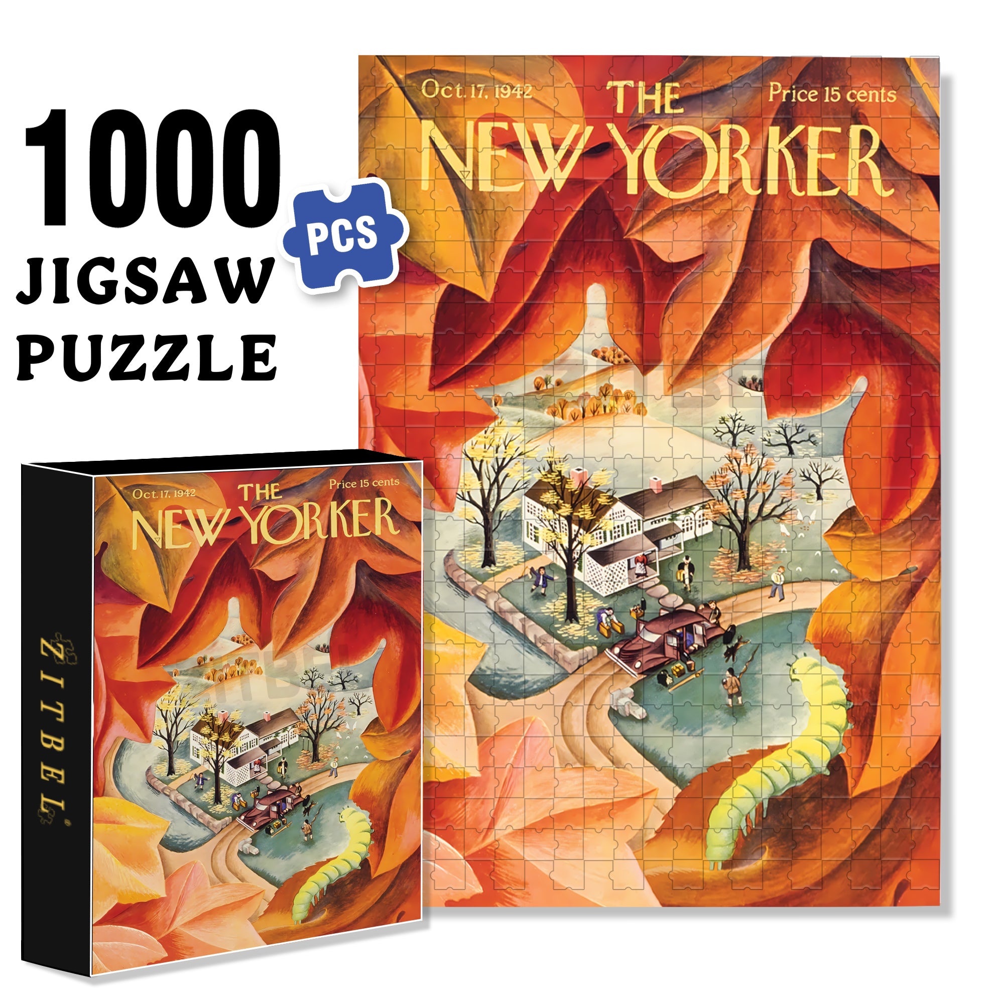 Autumn View 500pcs/1000pcs Jigsaw Puzzle, Scratch-Resistant, Interactive Family Game & Brain-Boosting DIY Decor, Perfect for Halloween, Christmas & New Year Gifts, Family Puzzle Game