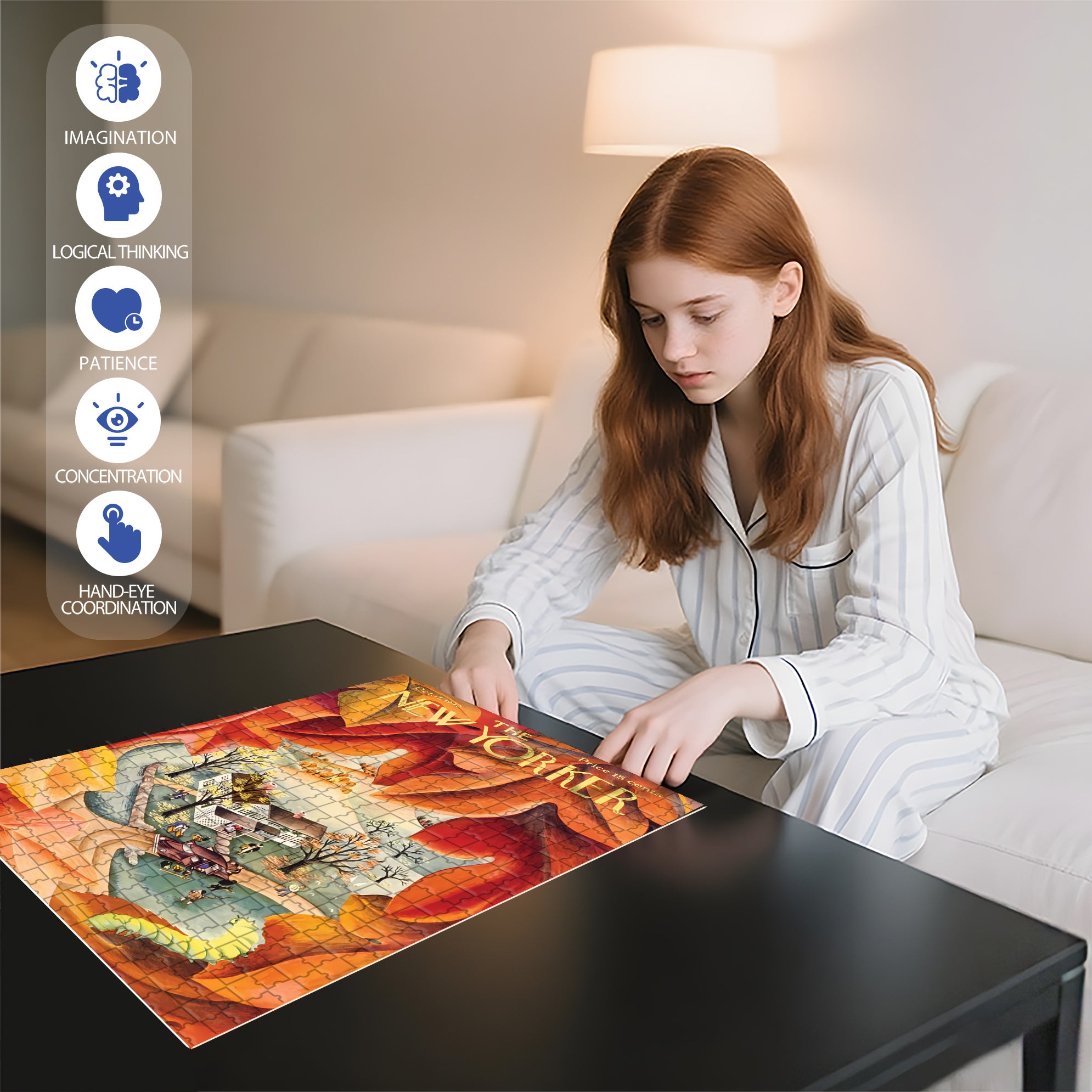 Autumn View 500pcs/1000pcs Jigsaw Puzzle, Scratch-Resistant, Interactive Family Game & Brain-Boosting DIY Decor, Perfect for Halloween, Christmas & New Year Gifts, Family Puzzle Game