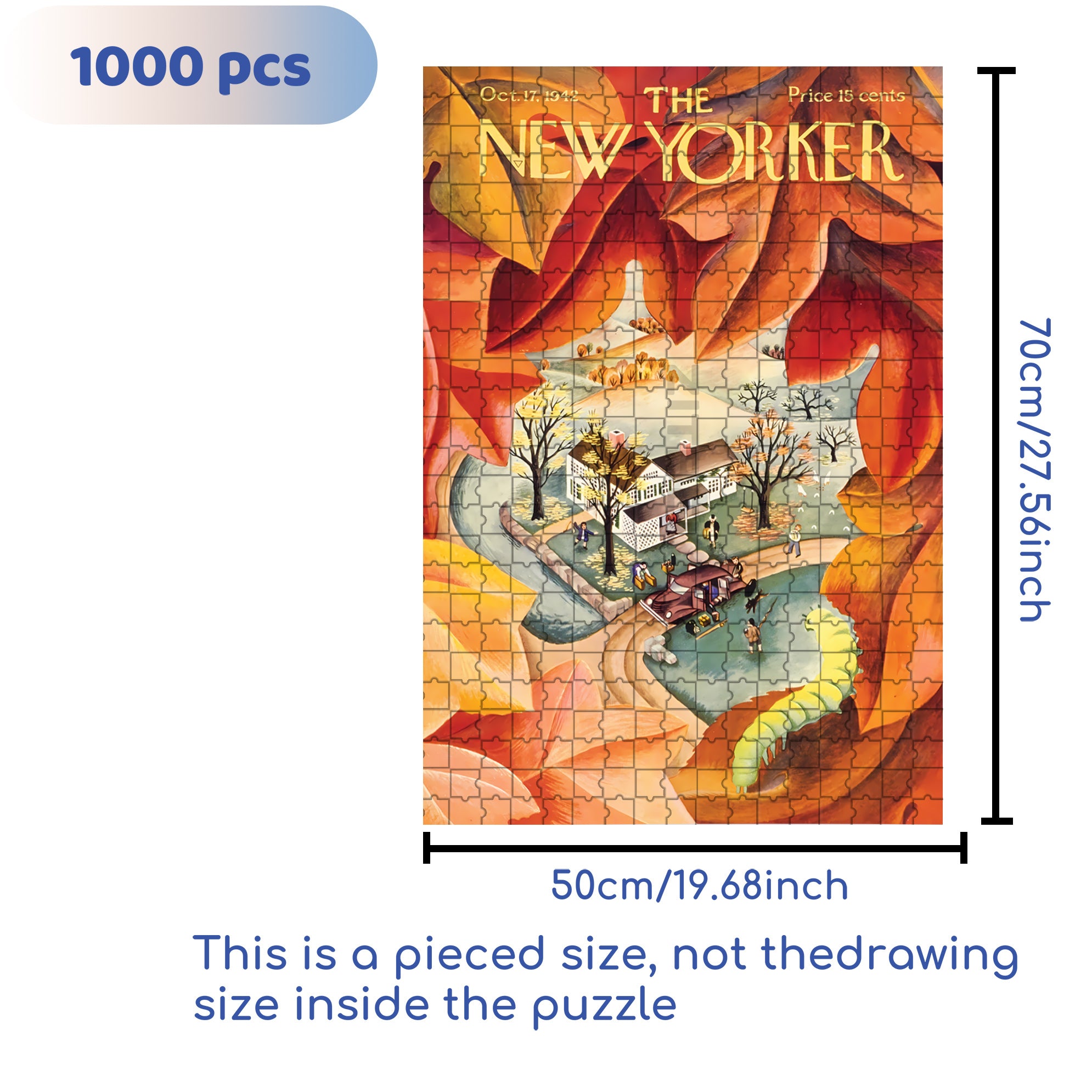 Autumn View 500pcs/1000pcs Jigsaw Puzzle, Scratch-Resistant, Interactive Family Game & Brain-Boosting DIY Decor, Perfect for Halloween, Christmas & New Year Gifts, Family Puzzle Game