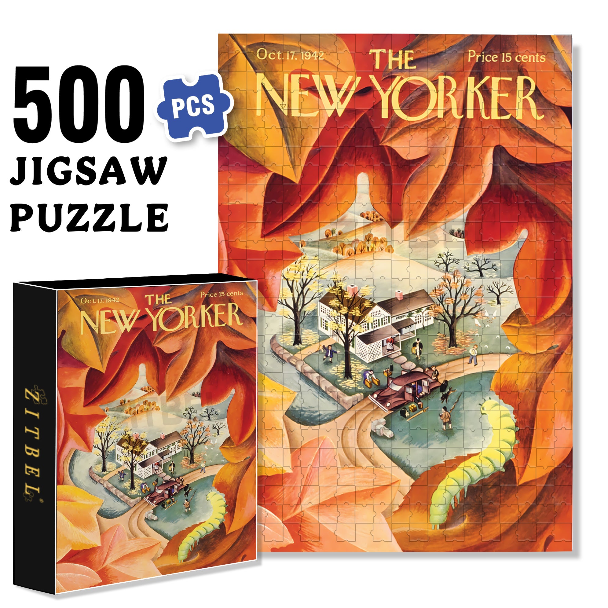 Autumn View 500pcs/1000pcs Jigsaw Puzzle, Scratch-Resistant, Interactive Family Game & Brain-Boosting DIY Decor, Perfect for Halloween, Christmas & New Year Gifts, Family Puzzle Game