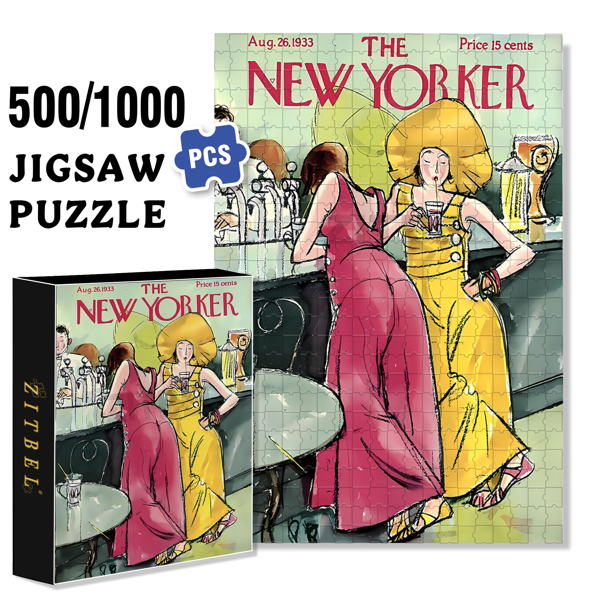 Bar 500pcs/1000pcs Jigsaw Puzzle, Scratch-Resistant, Interactive Family Game & Brain-Boosting DIY Decor, Perfect for Halloween, Christmas & New Year Gifts, Family Puzzle Game