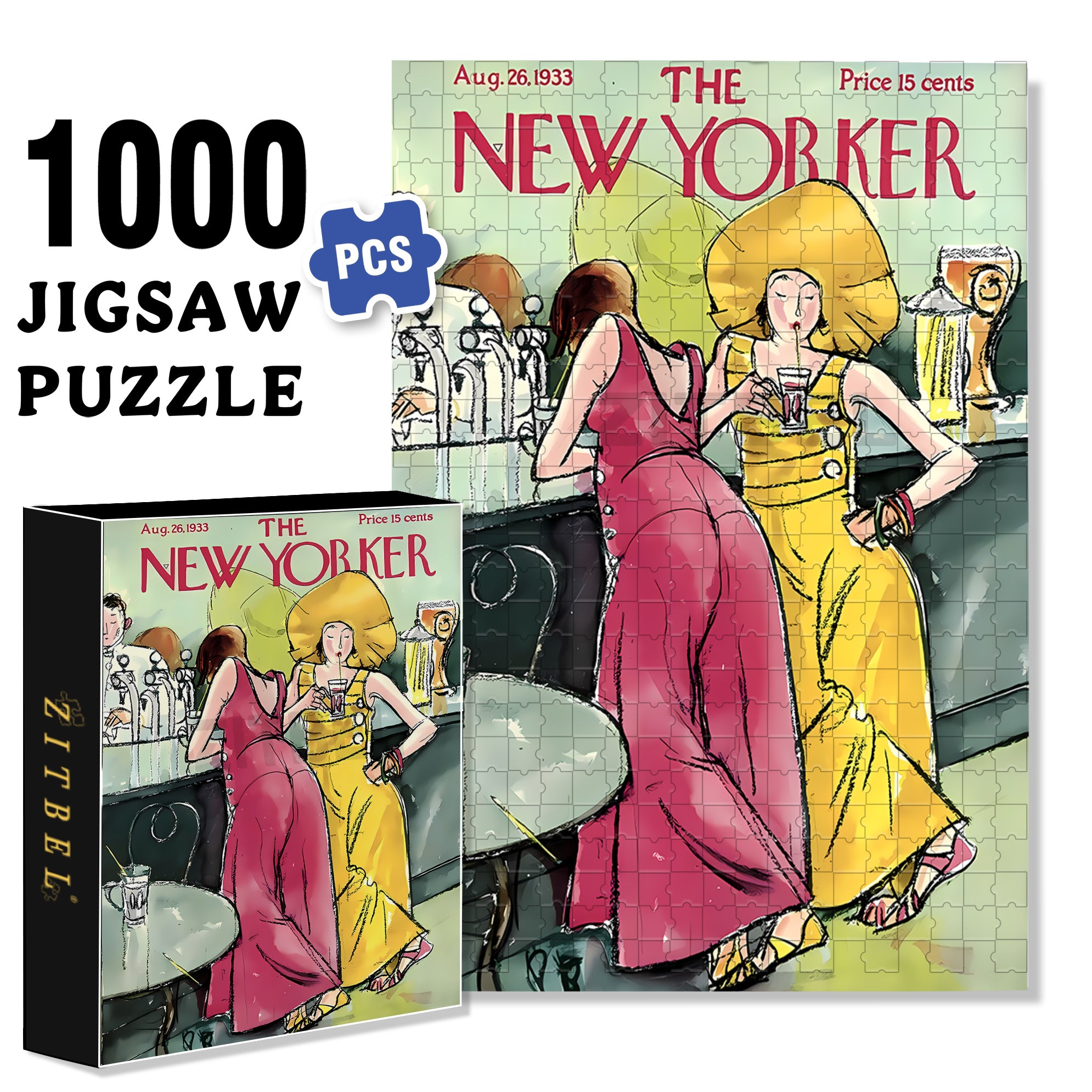 Bar 500pcs/1000pcs Jigsaw Puzzle, Scratch-Resistant, Interactive Family Game & Brain-Boosting DIY Decor, Perfect for Halloween, Christmas & New Year Gifts, Family Puzzle Game