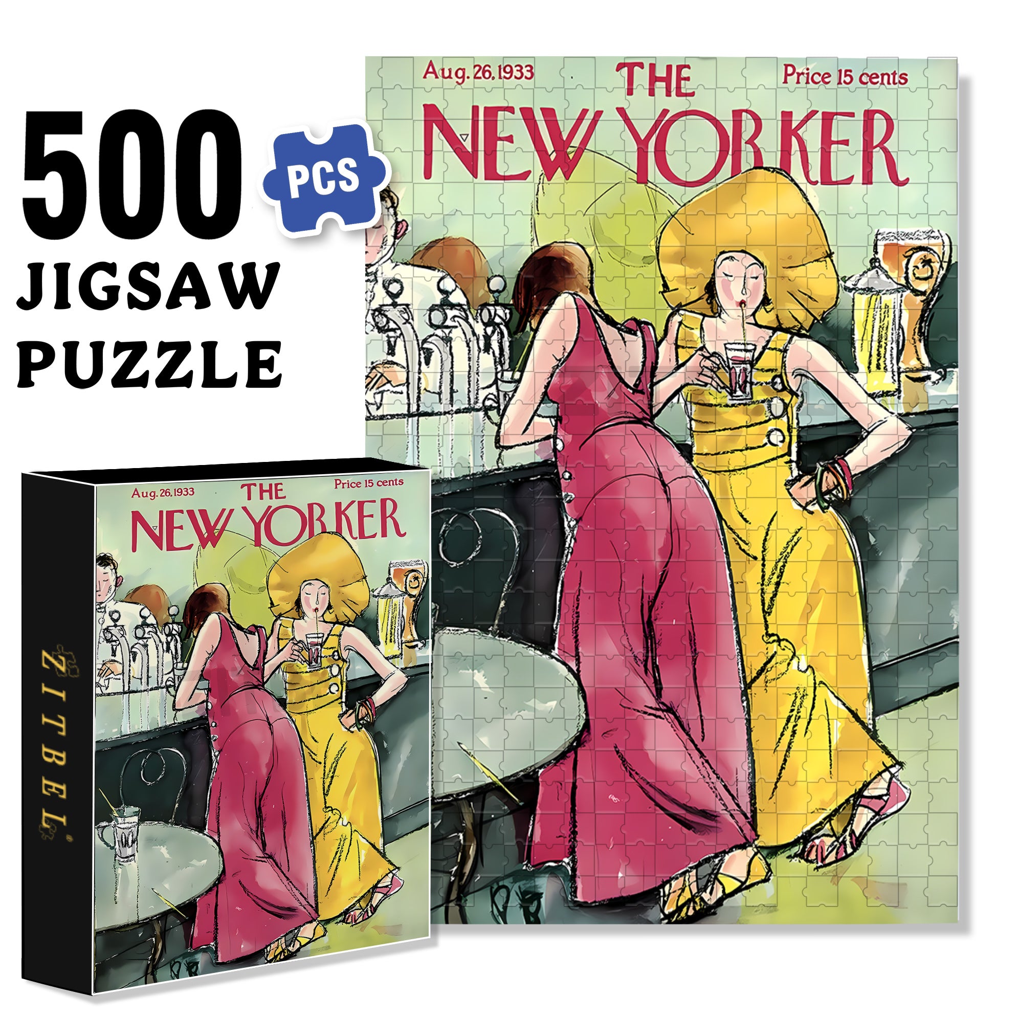 Bar 500pcs/1000pcs Jigsaw Puzzle, Scratch-Resistant, Interactive Family Game & Brain-Boosting DIY Decor, Perfect for Halloween, Christmas & New Year Gifts, Family Puzzle Game