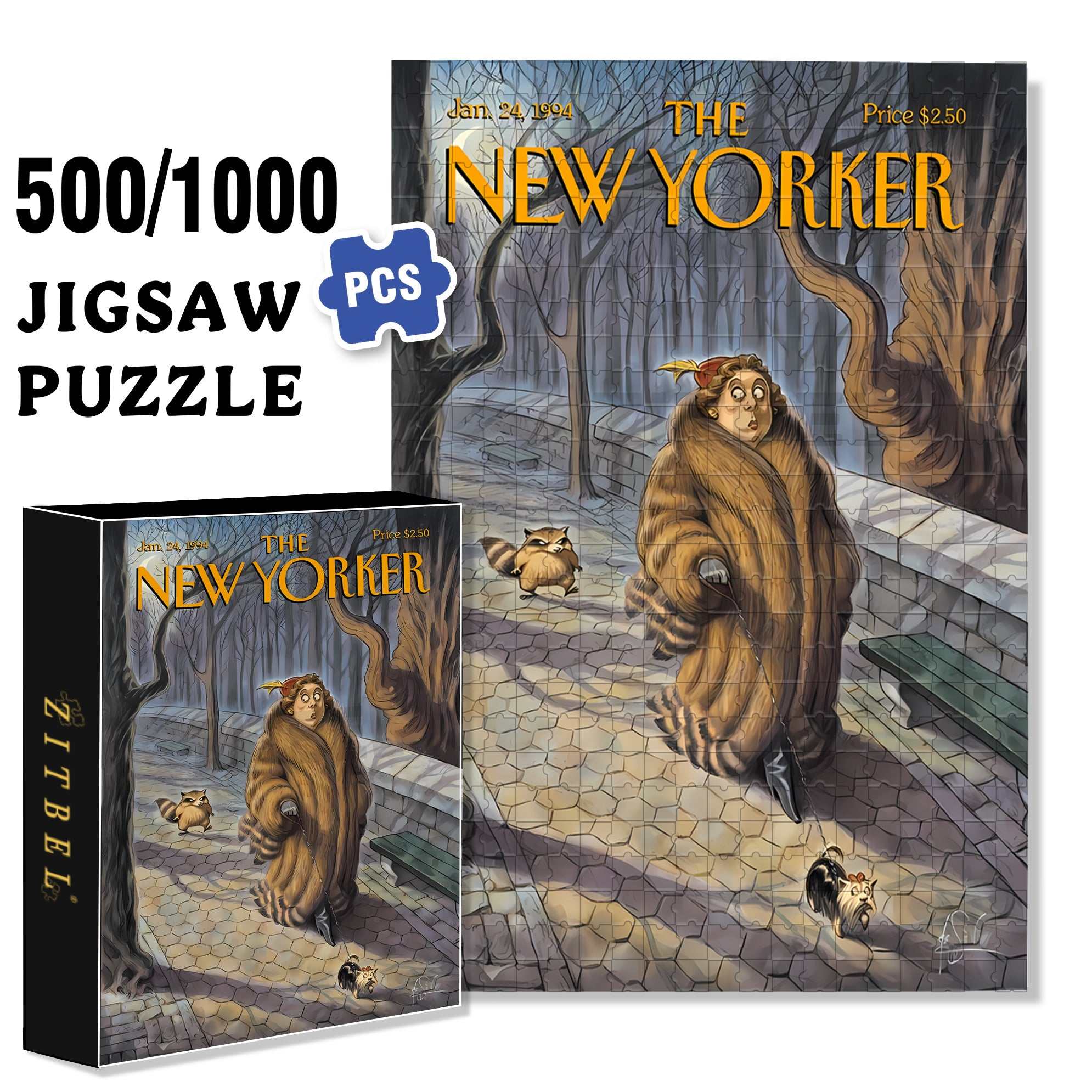 Being Stalked By A Raccoon 500pcs/1000pcs Jigsaw Puzzle, Scratch-Resistant, Interactive Family Game & Brain-Boosting DIY Decor, Perfect for Halloween, Christmas & New Year Gifts, Family Puzzle Game