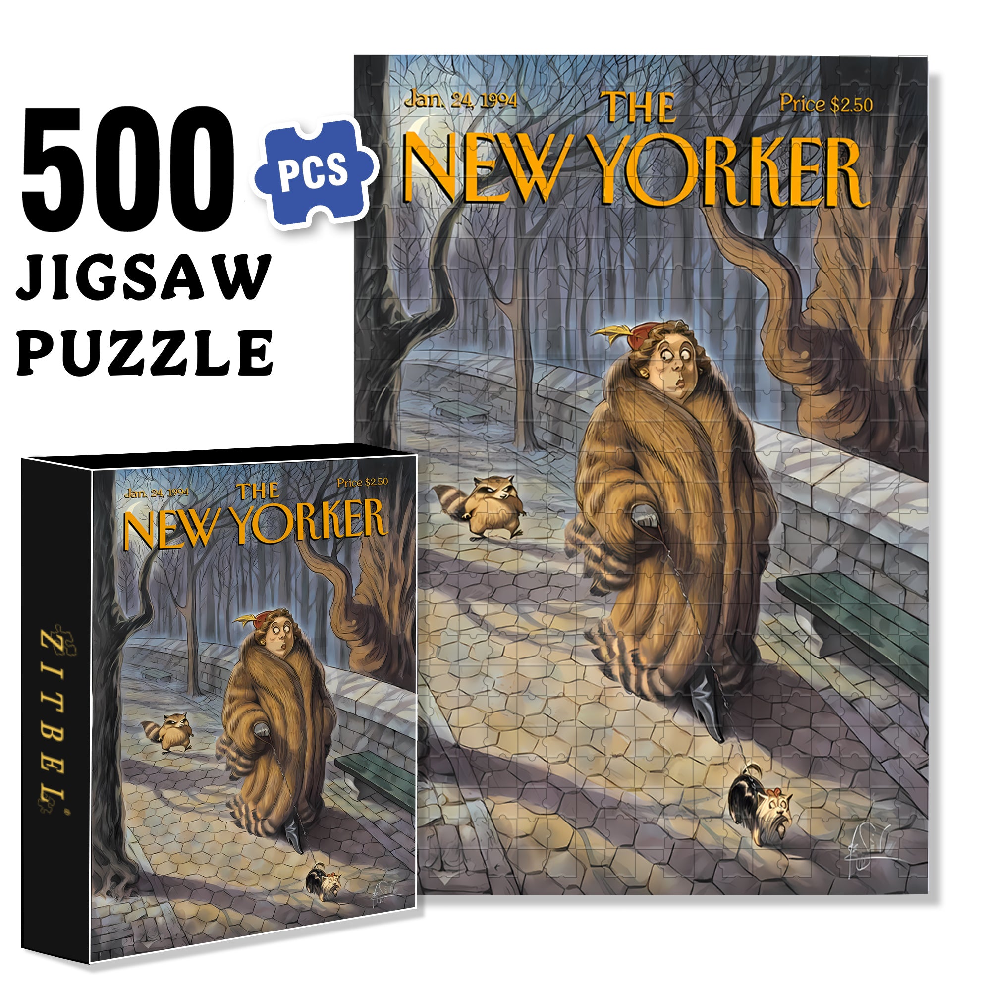 Being Stalked By A Raccoon 500pcs/1000pcs Jigsaw Puzzle, Scratch-Resistant, Interactive Family Game & Brain-Boosting DIY Decor, Perfect for Halloween, Christmas & New Year Gifts, Family Puzzle Game