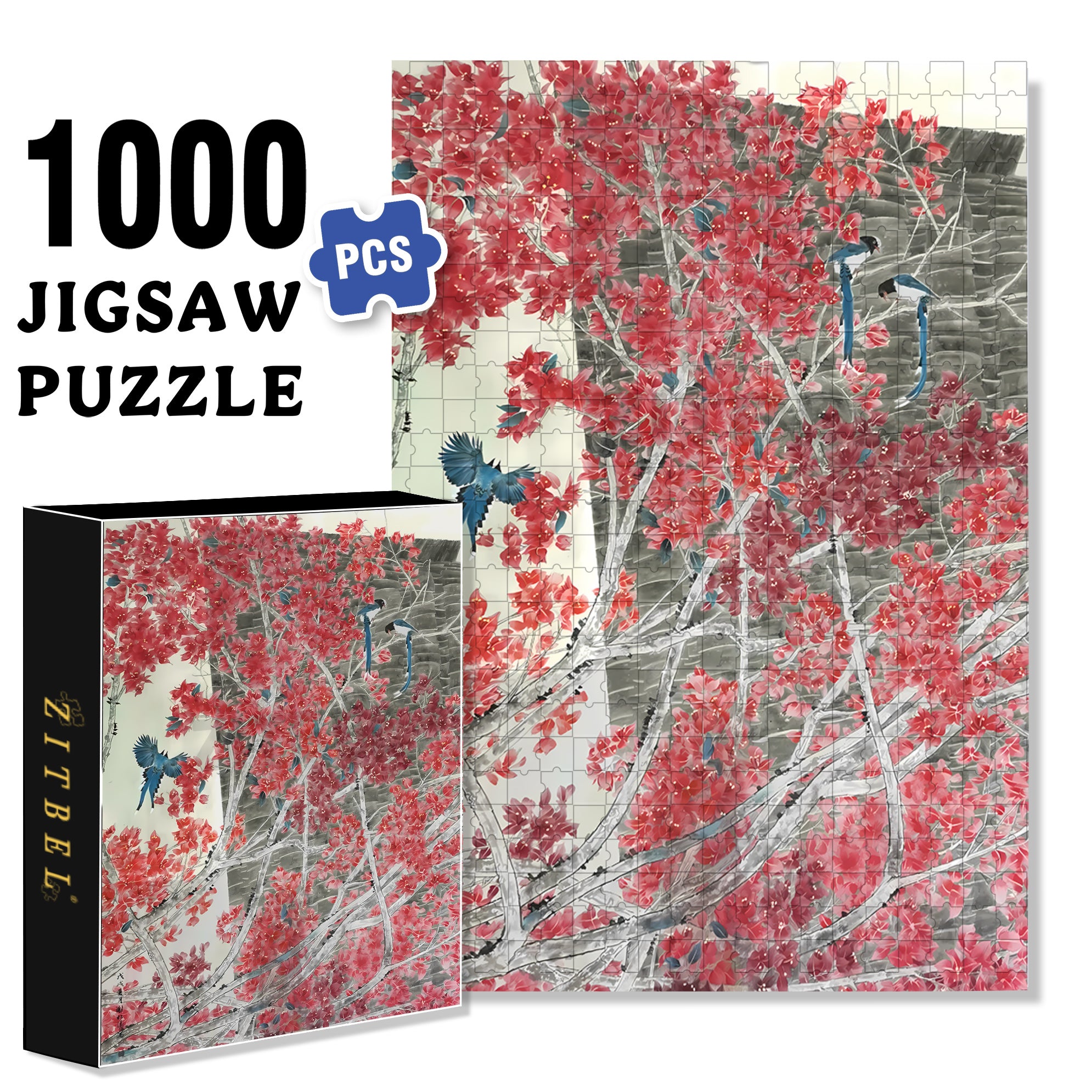 Branches 500pcs/1000pcs Jigsaw Puzzle, Scratch-Resistant, Interactive Family Game & Brain-Boosting DIY Decor, Perfect for Halloween, Christmas & New Year Gifts, Family Puzzle Game