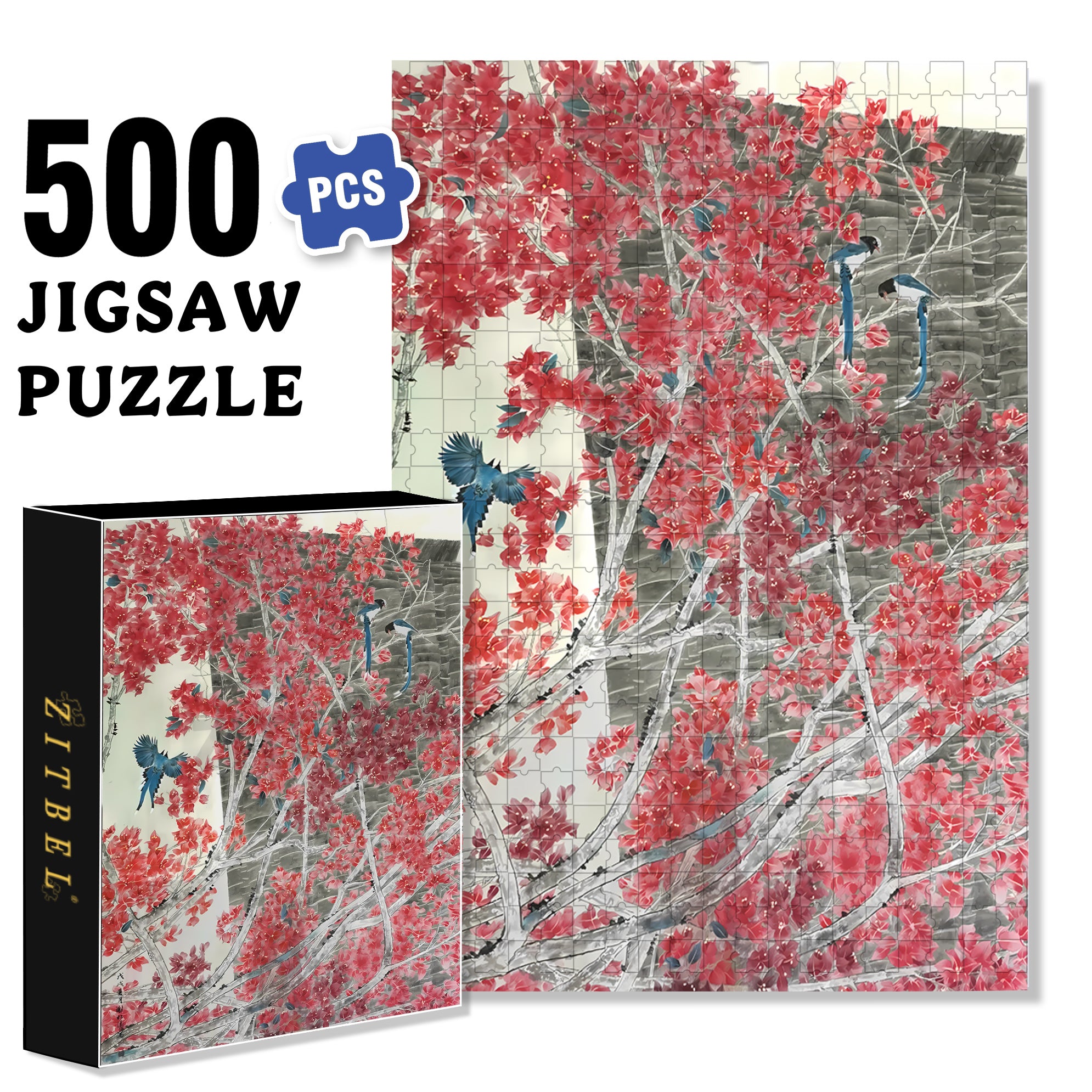 Branches 500pcs/1000pcs Jigsaw Puzzle, Scratch-Resistant, Interactive Family Game & Brain-Boosting DIY Decor, Perfect for Halloween, Christmas & New Year Gifts, Family Puzzle Game