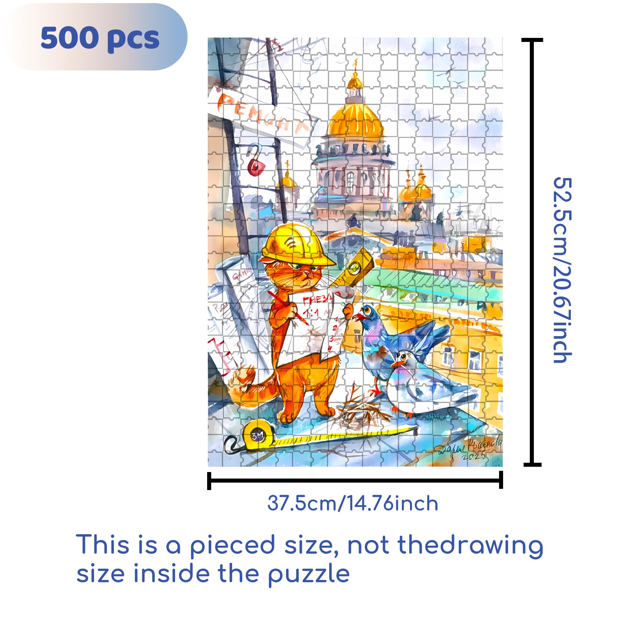 Cat Engineer 500pcs/1000pcs Jigsaw Puzzle, Scratch-Resistant, Interactive Family Game & Brain-Boosting DIY Decor, Perfect for Halloween, Christmas & New Year Gifts, Family Puzzle Game