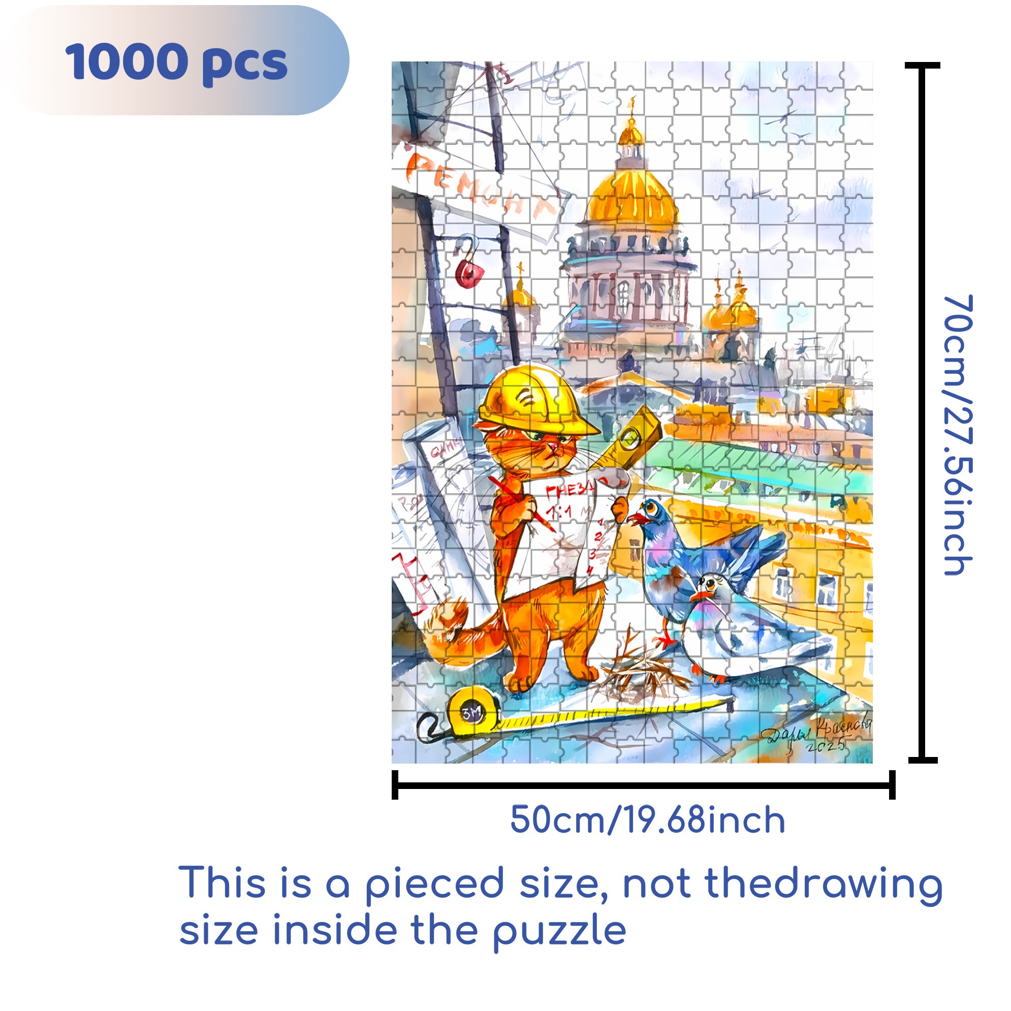 Cat Engineer 500pcs/1000pcs Jigsaw Puzzle, Scratch-Resistant, Interactive Family Game & Brain-Boosting DIY Decor, Perfect for Halloween, Christmas & New Year Gifts, Family Puzzle Game