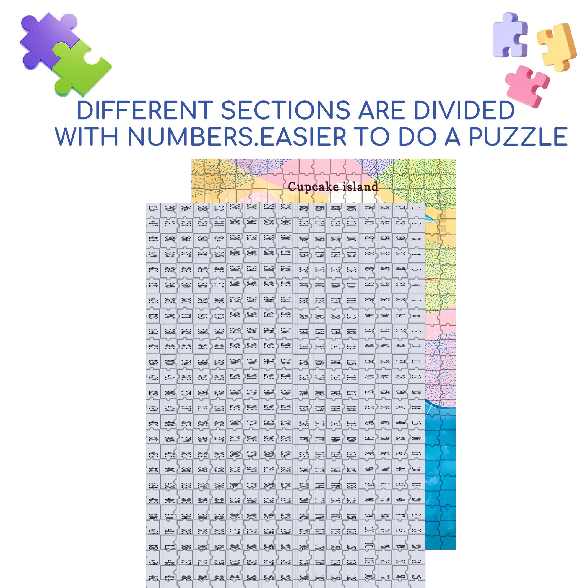 Cupcake Island 500pcs/1000pcs Jigsaw Puzzle, Scratch-Resistant, Interactive Family Game & Brain-Boosting DIY Decor, Perfect for Halloween, Christmas & New Year Gifts, Family Puzzle Game