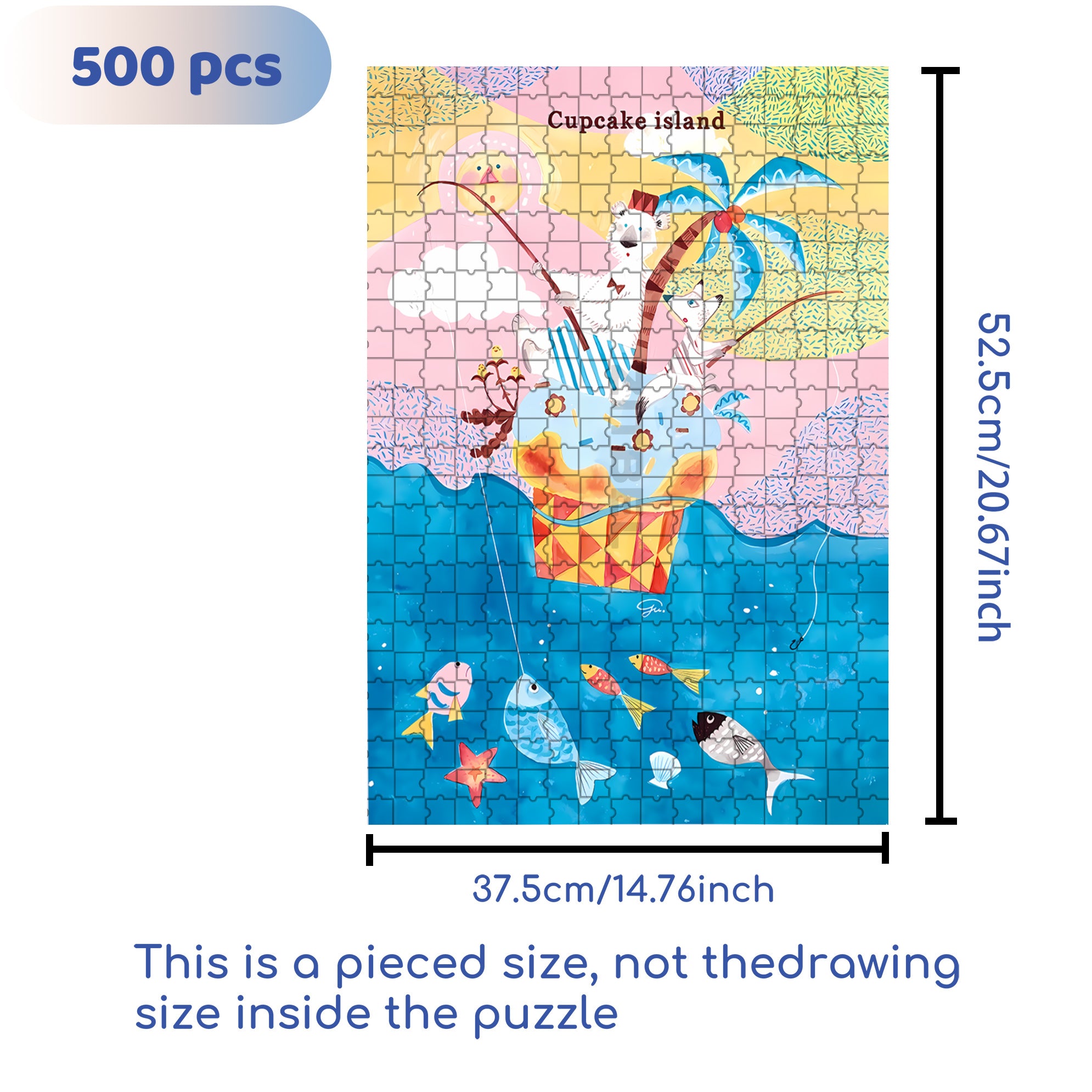 Cupcake Island 500pcs/1000pcs Jigsaw Puzzle, Scratch-Resistant, Interactive Family Game & Brain-Boosting DIY Decor, Perfect for Halloween, Christmas & New Year Gifts, Family Puzzle Game