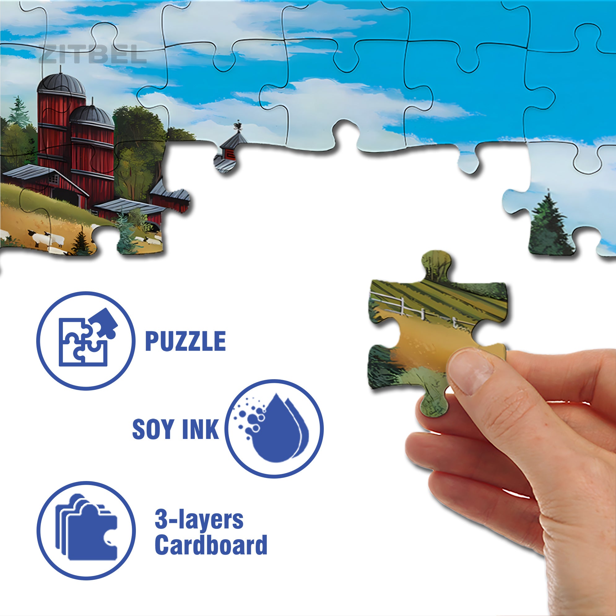 Down On The Farm 500pcs/1000pcs Jigsaw Puzzle, Scratch-Resistant, Interactive Family Game & Brain-Boosting DIY Decor, Perfect for Halloween, Christmas & New Year Gifts, Family Puzzle Game