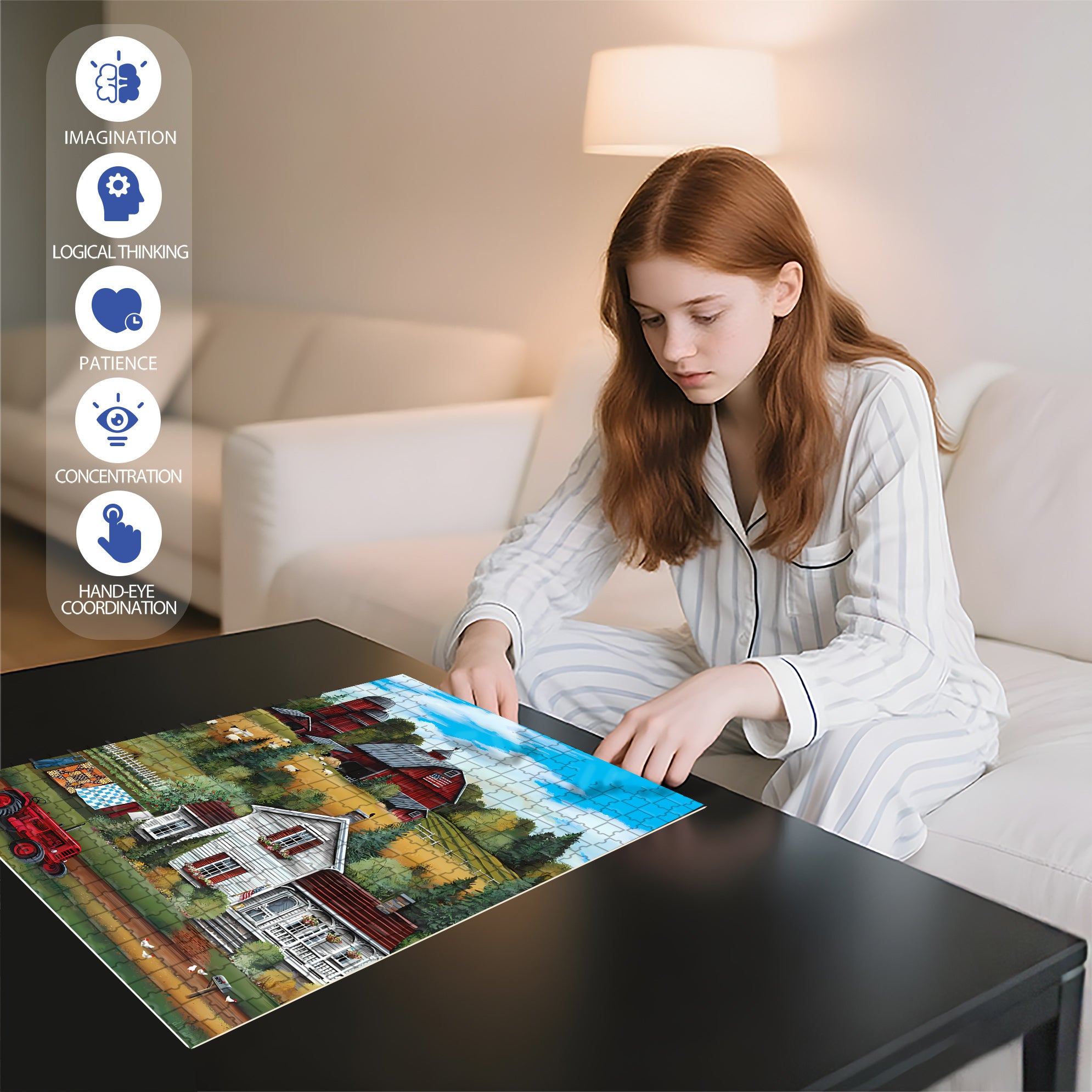 Down On The Farm 500pcs/1000pcs Jigsaw Puzzle, Scratch-Resistant, Interactive Family Game & Brain-Boosting DIY Decor, Perfect for Halloween, Christmas & New Year Gifts, Family Puzzle Game