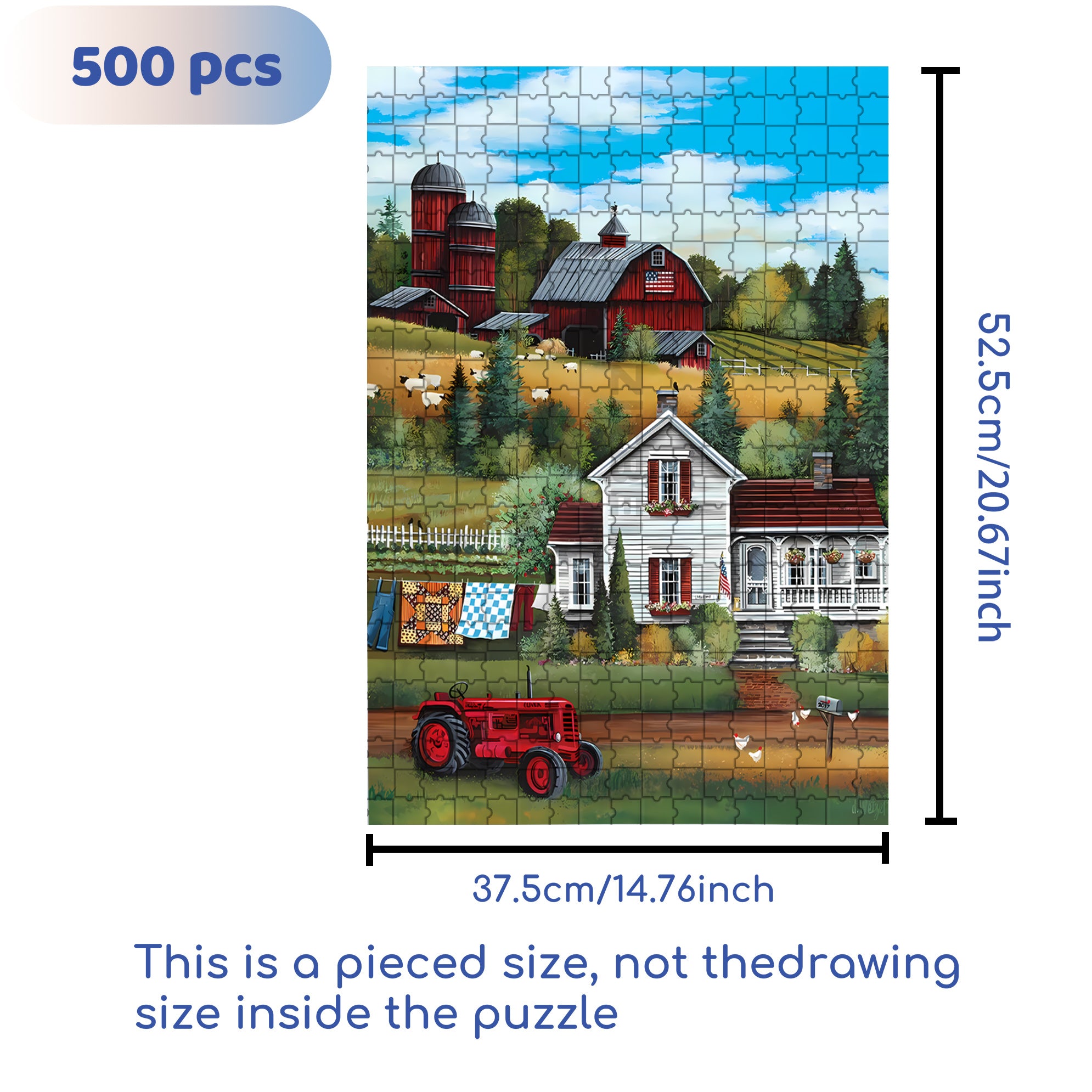 Down On The Farm 500pcs/1000pcs Jigsaw Puzzle, Scratch-Resistant, Interactive Family Game & Brain-Boosting DIY Decor, Perfect for Halloween, Christmas & New Year Gifts, Family Puzzle Game