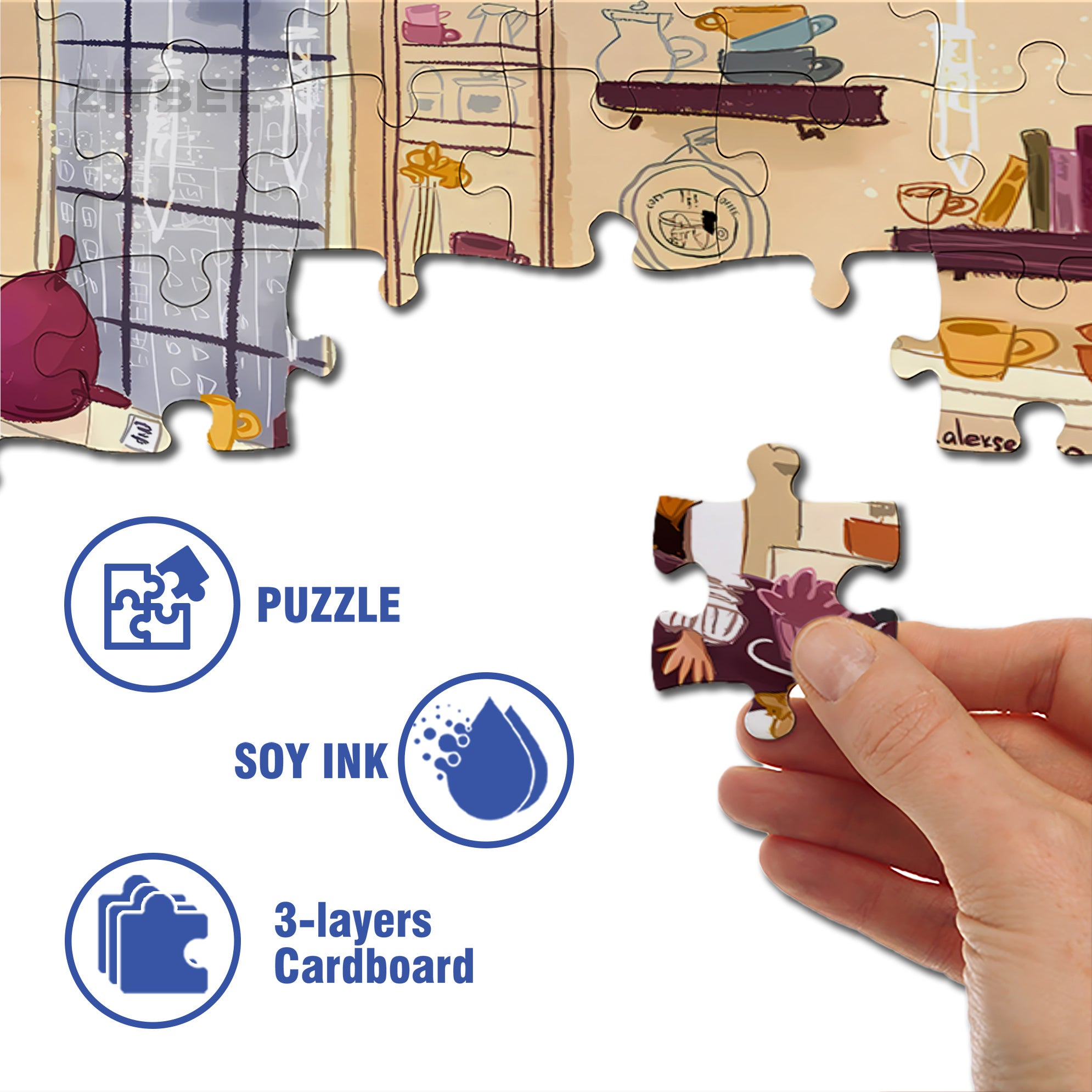 Drip Coffee 500pcs/1000pcs Jigsaw Puzzle, Scratch-Resistant, Interactive Family Game & Brain-Boosting DIY Decor, Perfect for Halloween, Christmas & New Year Gifts, Family Puzzle Game