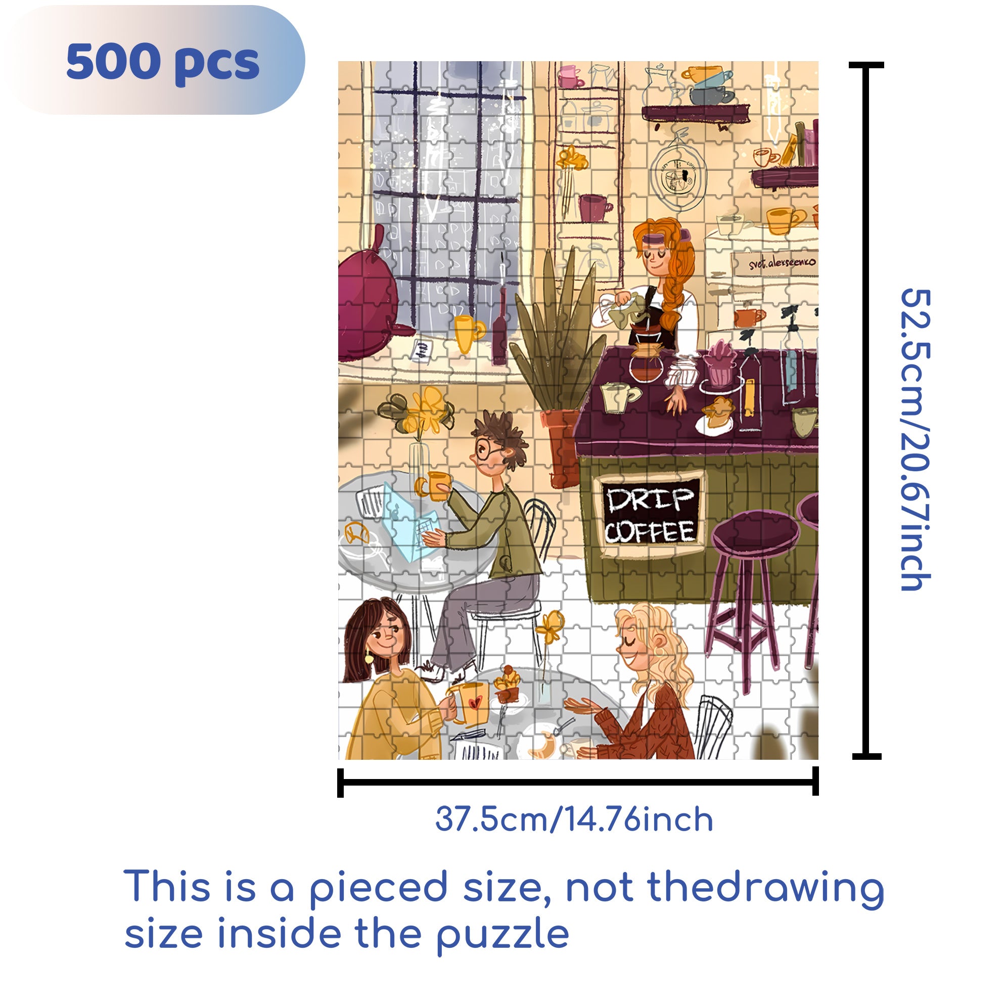 Drip Coffee 500pcs/1000pcs Jigsaw Puzzle, Scratch-Resistant, Interactive Family Game & Brain-Boosting DIY Decor, Perfect for Halloween, Christmas & New Year Gifts, Family Puzzle Game