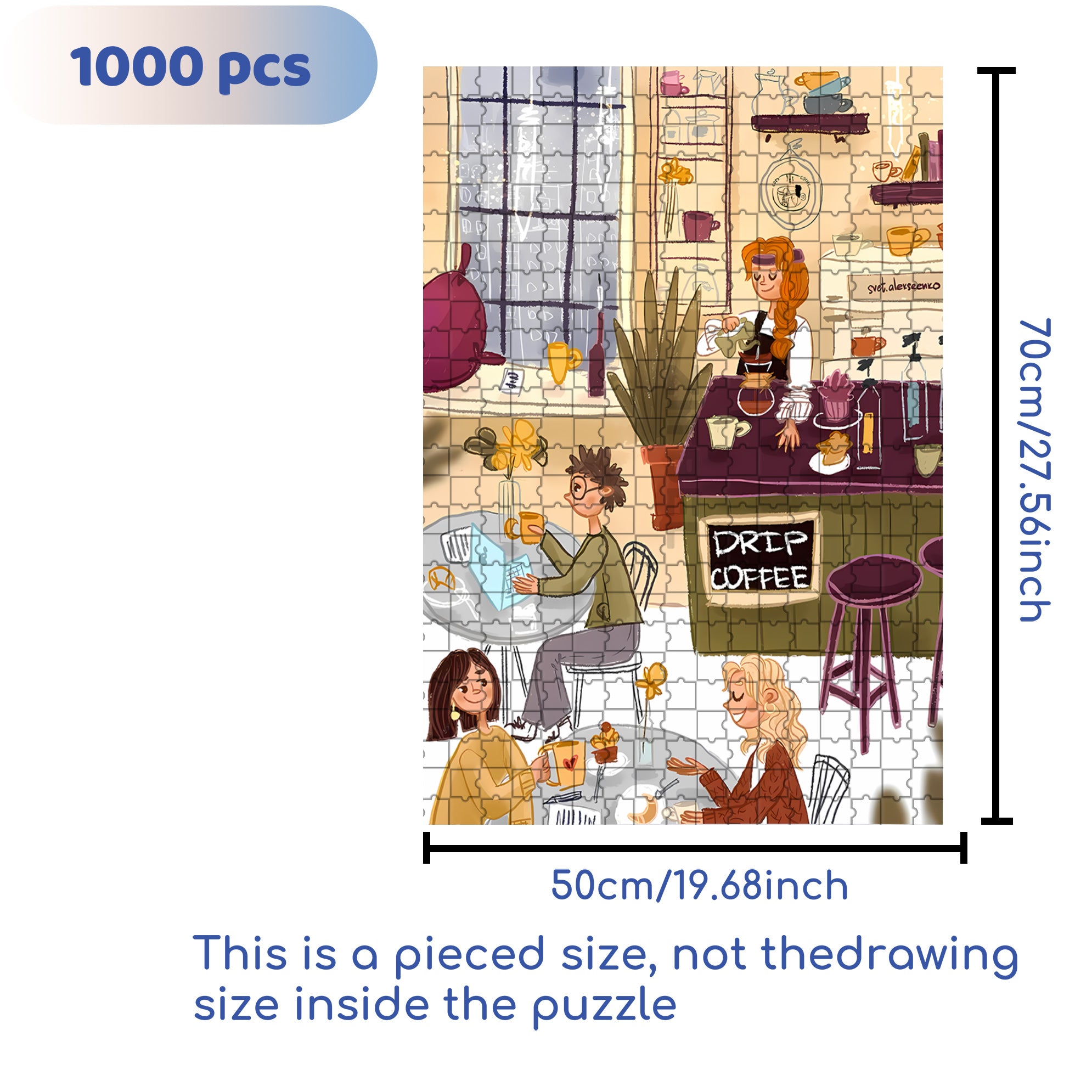 Drip Coffee 500pcs/1000pcs Jigsaw Puzzle, Scratch-Resistant, Interactive Family Game & Brain-Boosting DIY Decor, Perfect for Halloween, Christmas & New Year Gifts, Family Puzzle Game